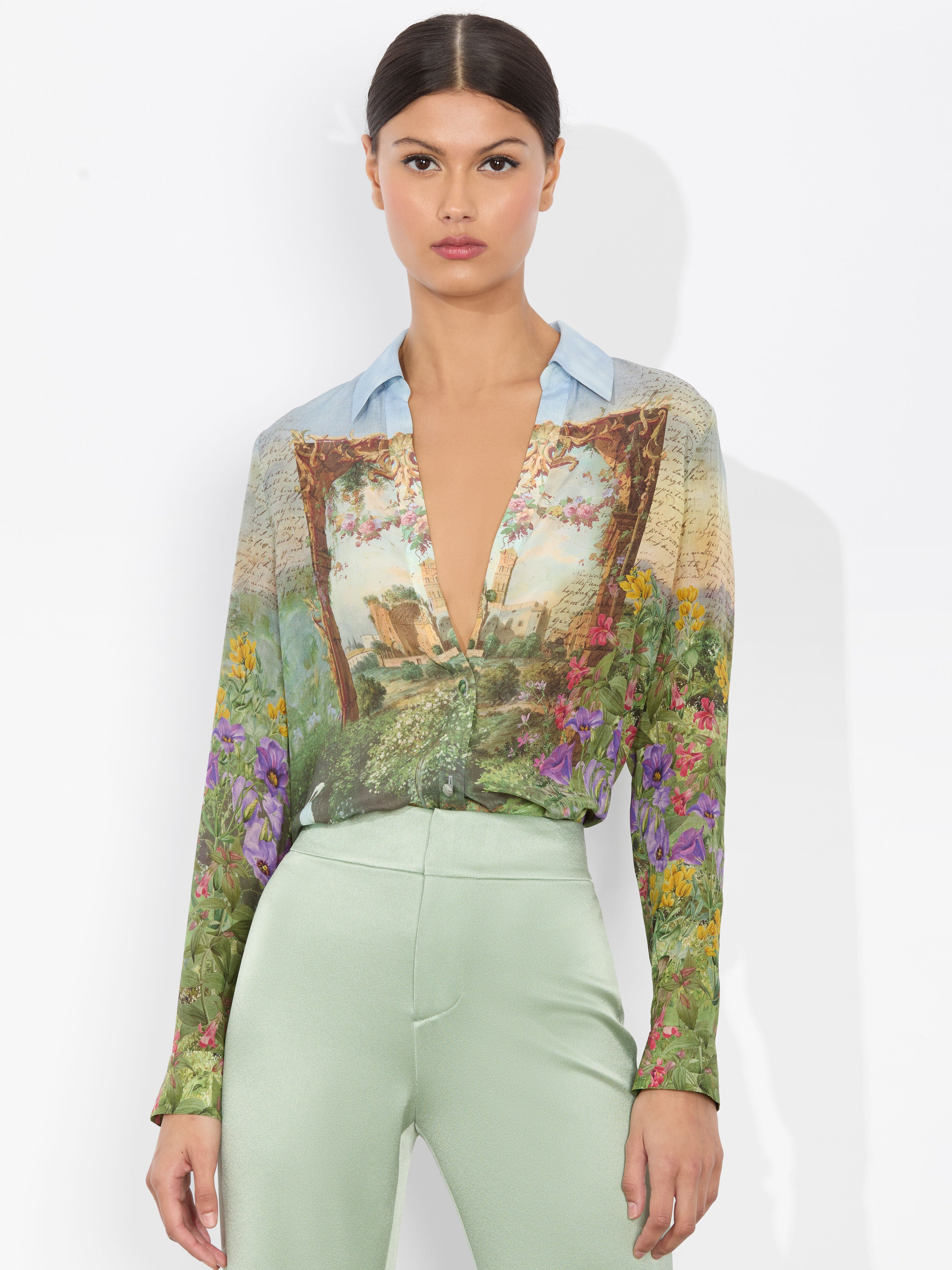 ELOISE BUTTON DOWN BLOUSE-ALICE + OLIVIA