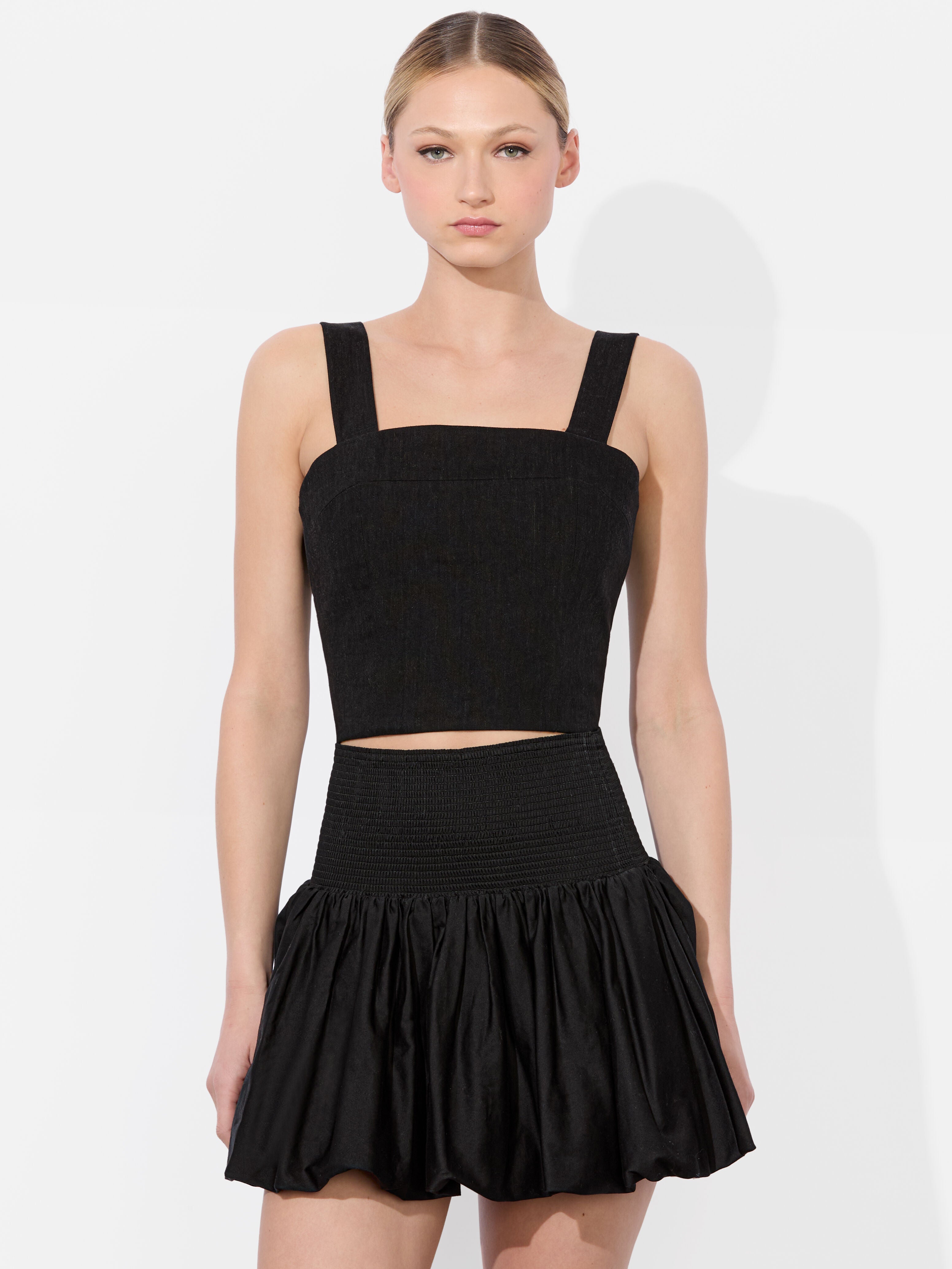 NATALIA LINEN LACE UP TOP-ALICE + OLIVIA