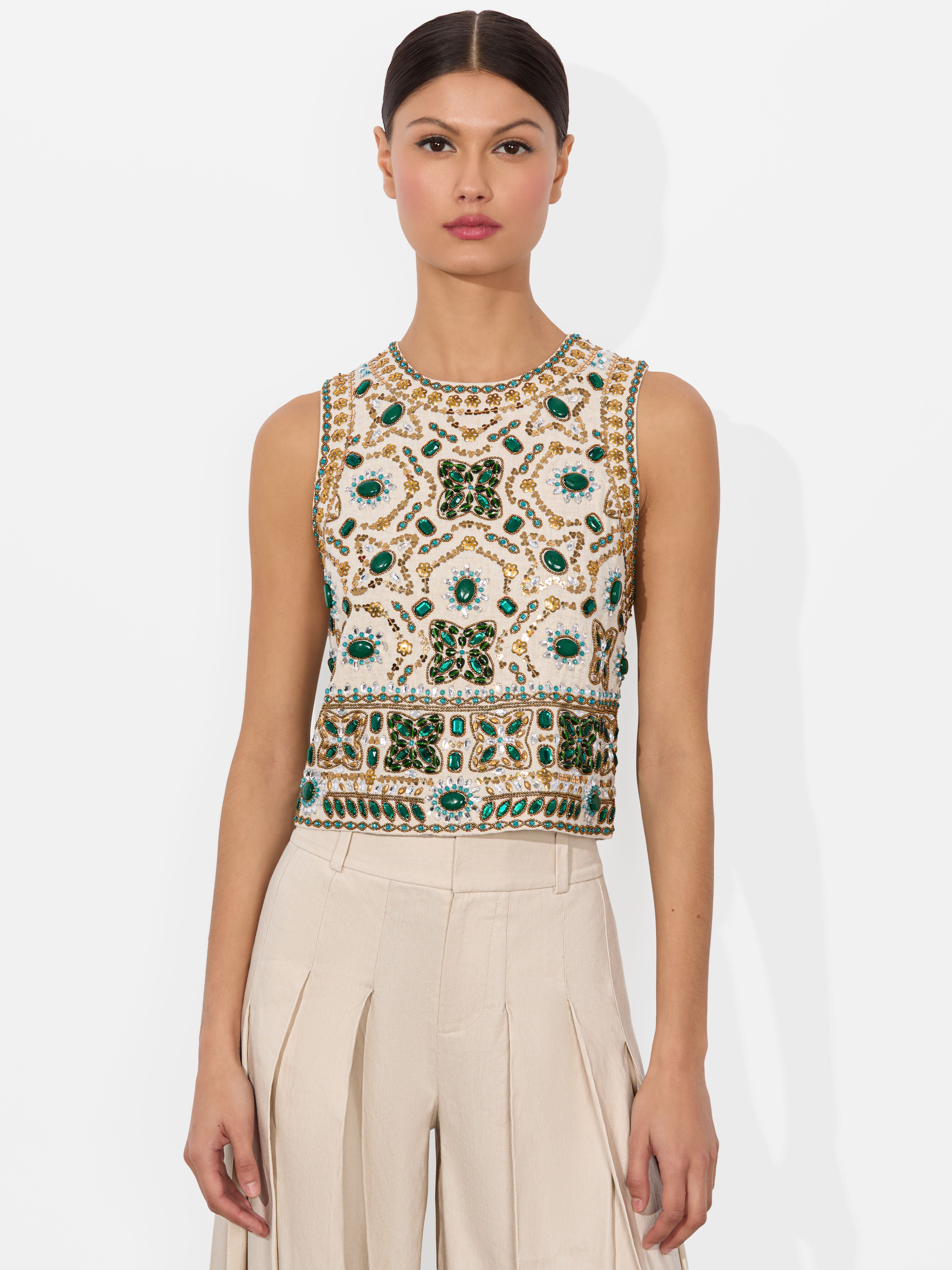 AMAL EMBELLISHED TANK-ALICE + OLIVIA