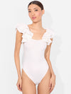 TAWNY RUFFLE BODYSUIT-ALICE + OLIVIA