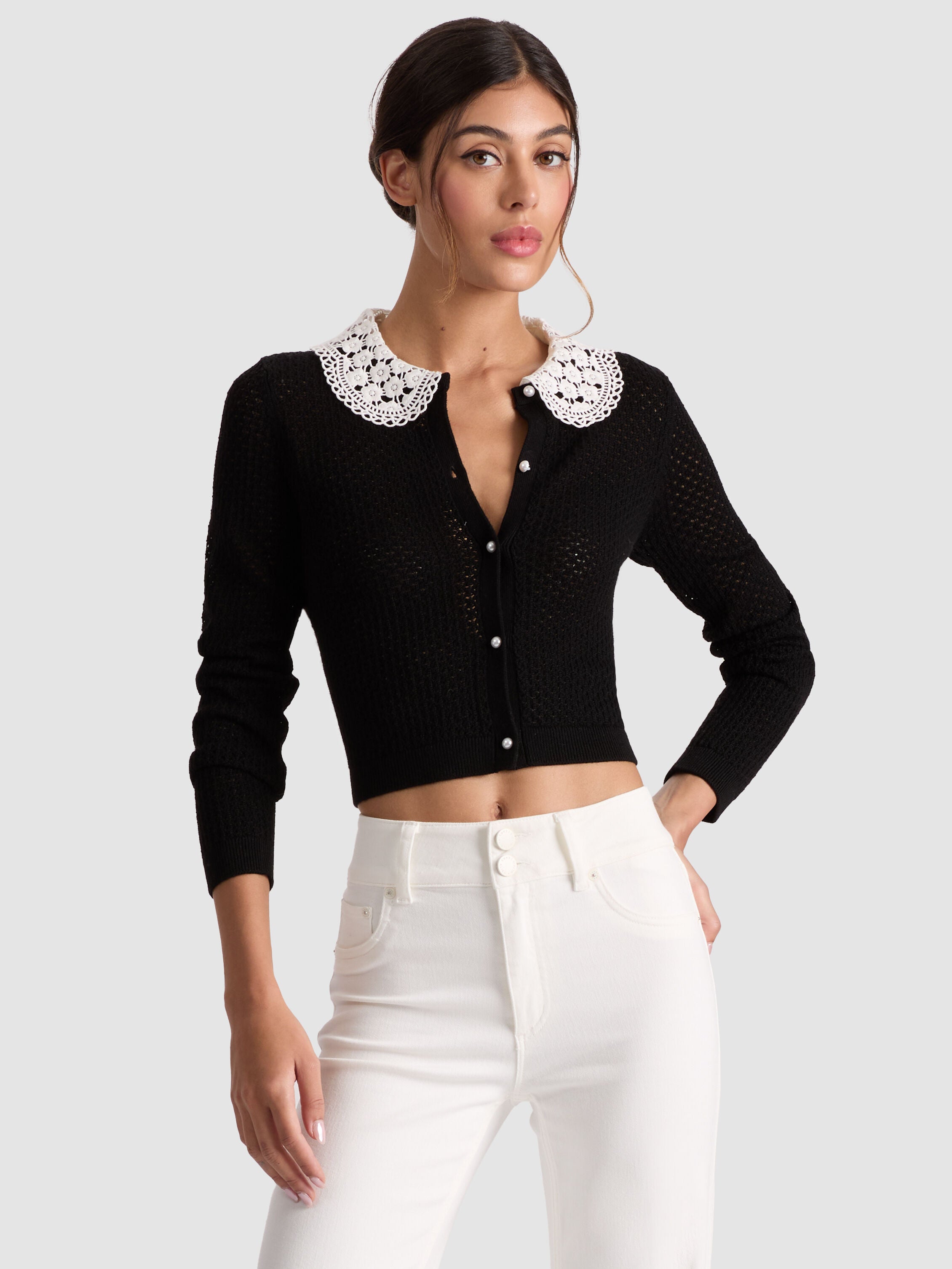 CARSON COLLARED CARDIGAN-ALICE + OLIVIA