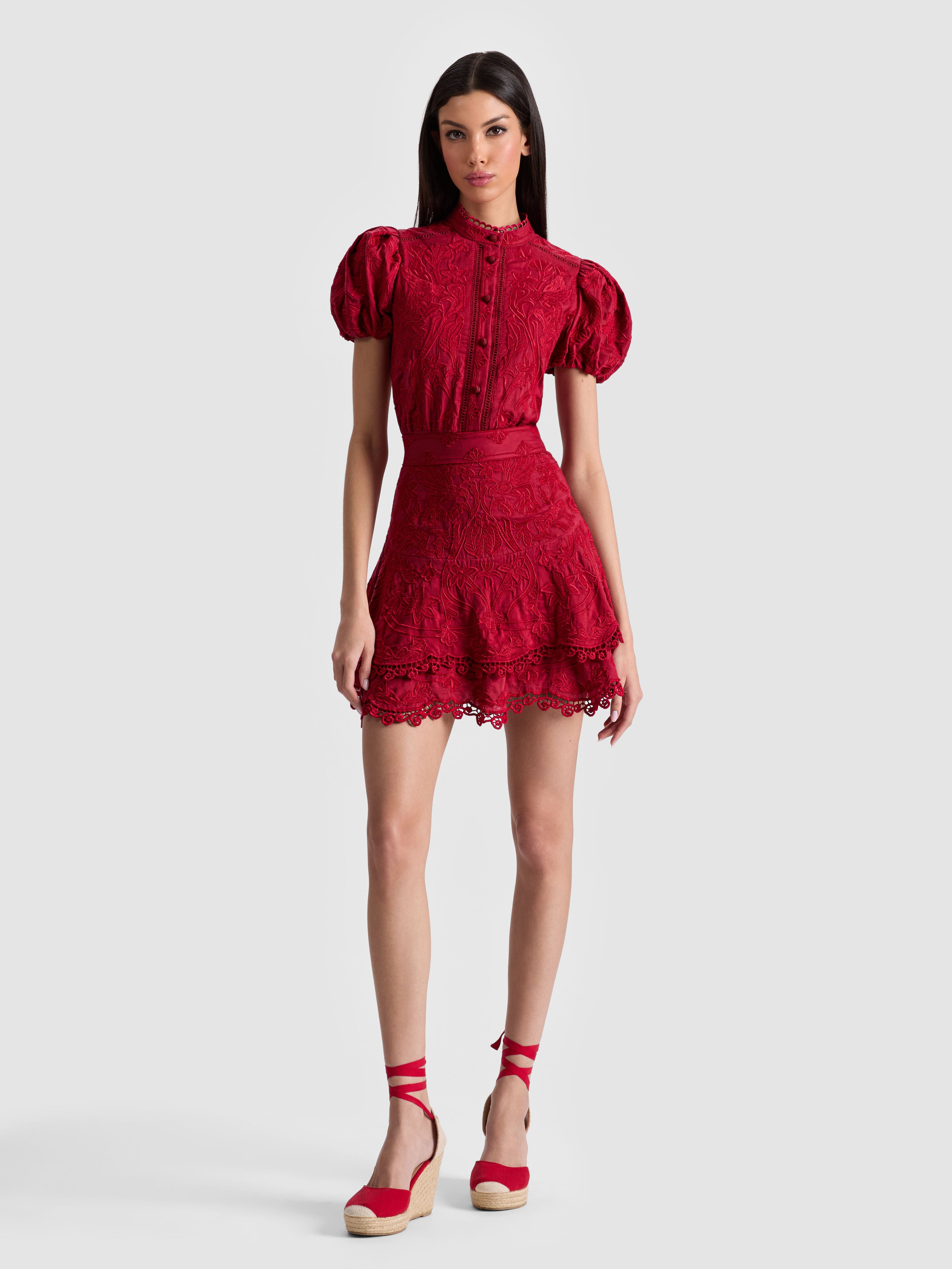 LORYN EMBROIDERED SHIRT DRESS-ALICE + OLIVIA