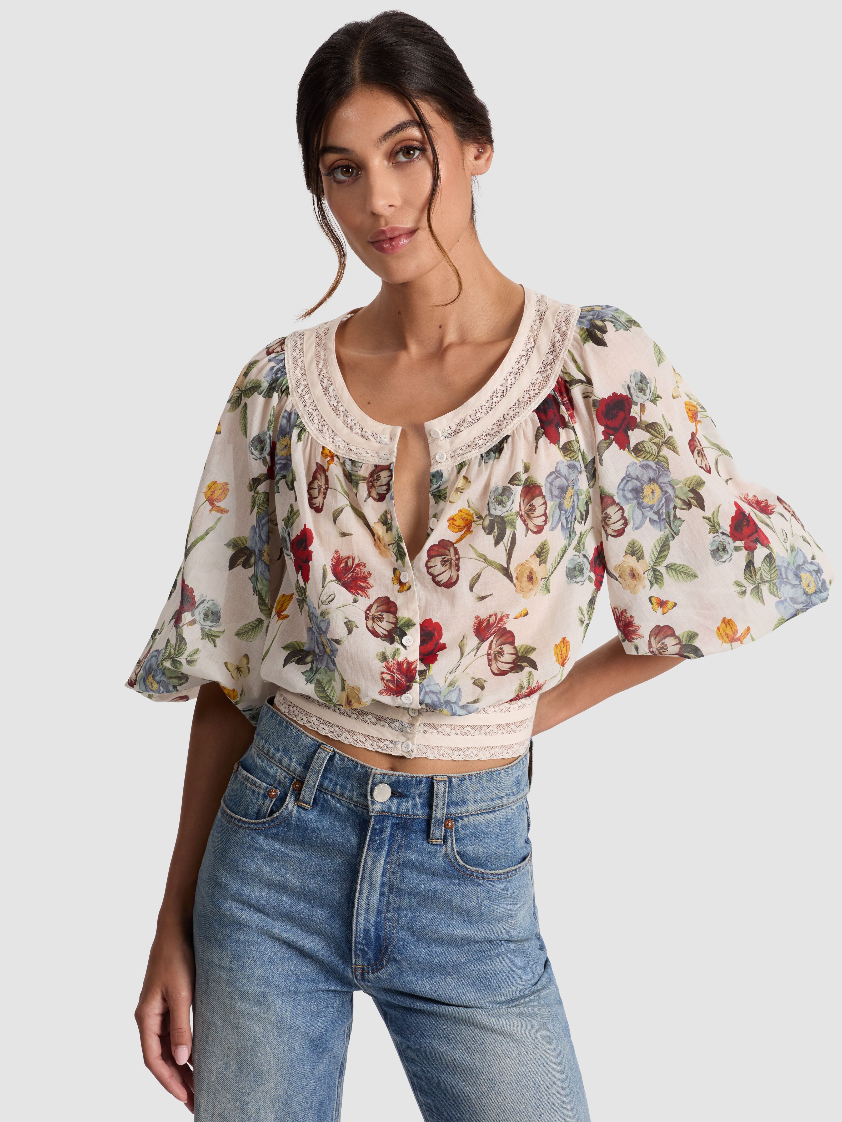 CHERELLE BUTTON DOWN BLOUSE-ALICE + OLIVIA