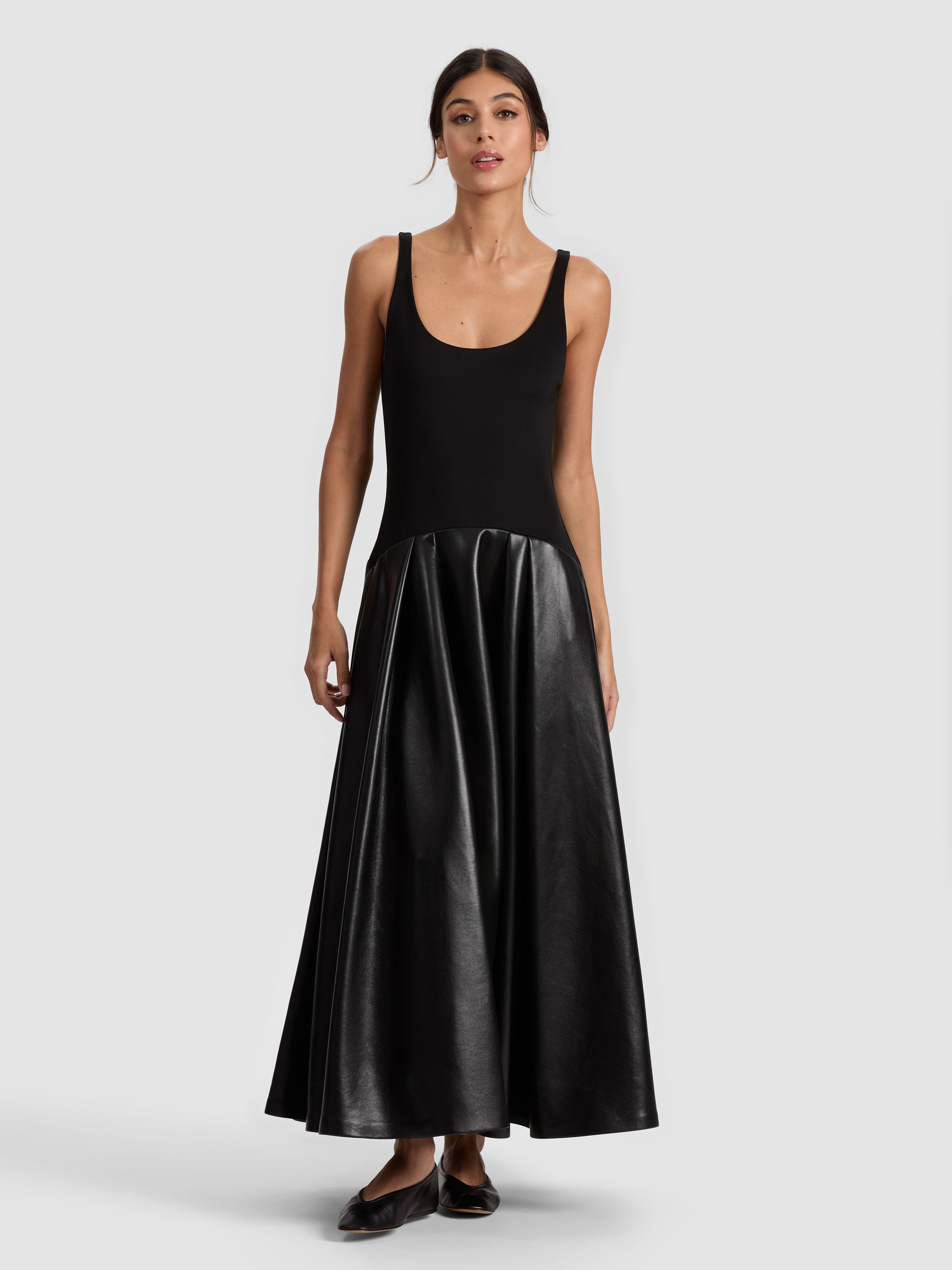 ADLEY DROP WAIST VEGAN DRESS-ALICE + OLIVIA