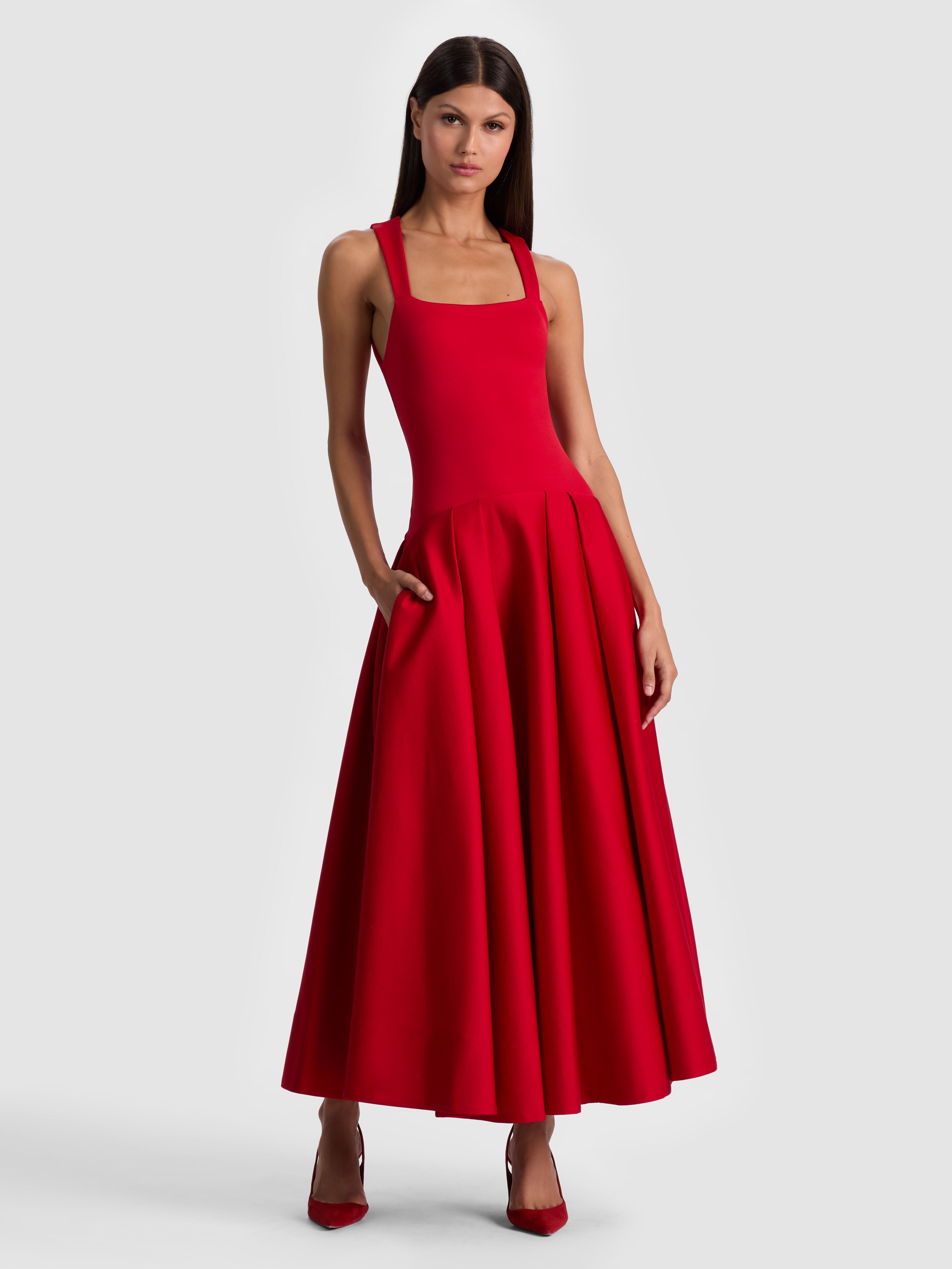 ADLEY DROP WAIST MIDI DRESS-ALICE + OLIVIA