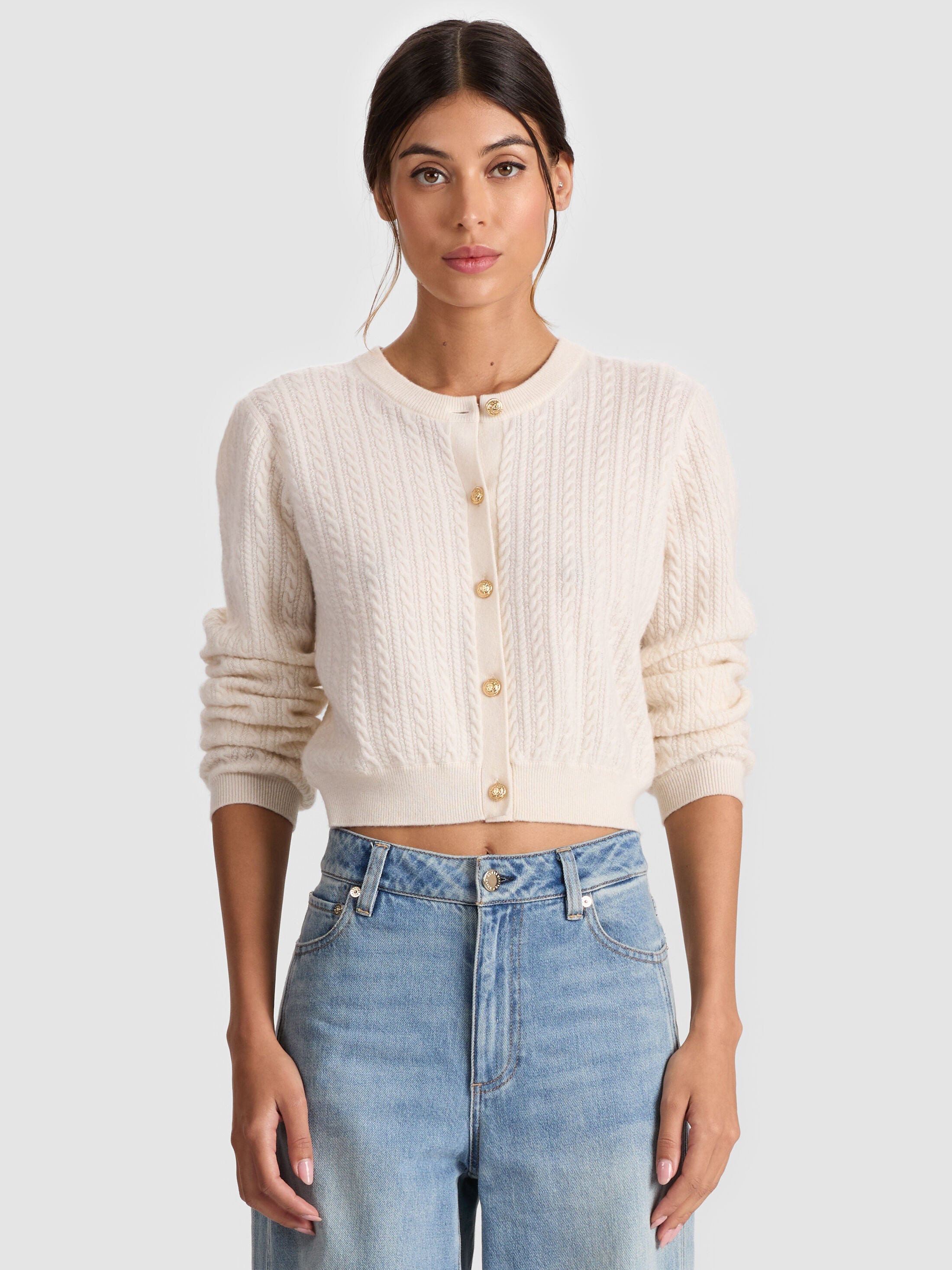 DOLLIE CASHMERE CABLEKNIT CARDIGAN-ALICE + OLIVIA