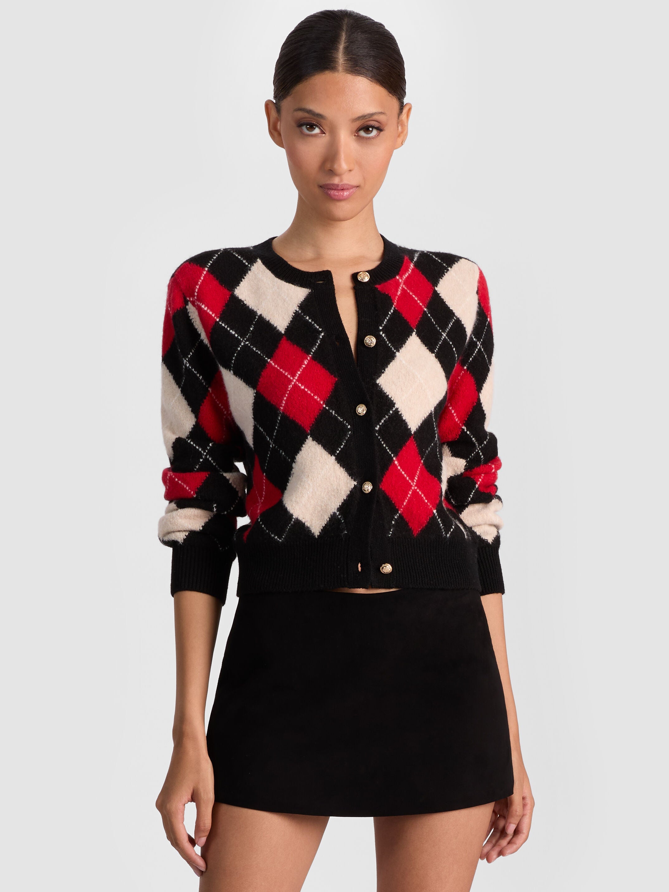 CAROLEE ARGYLE CARDIGAN-ALICE + OLIVIA