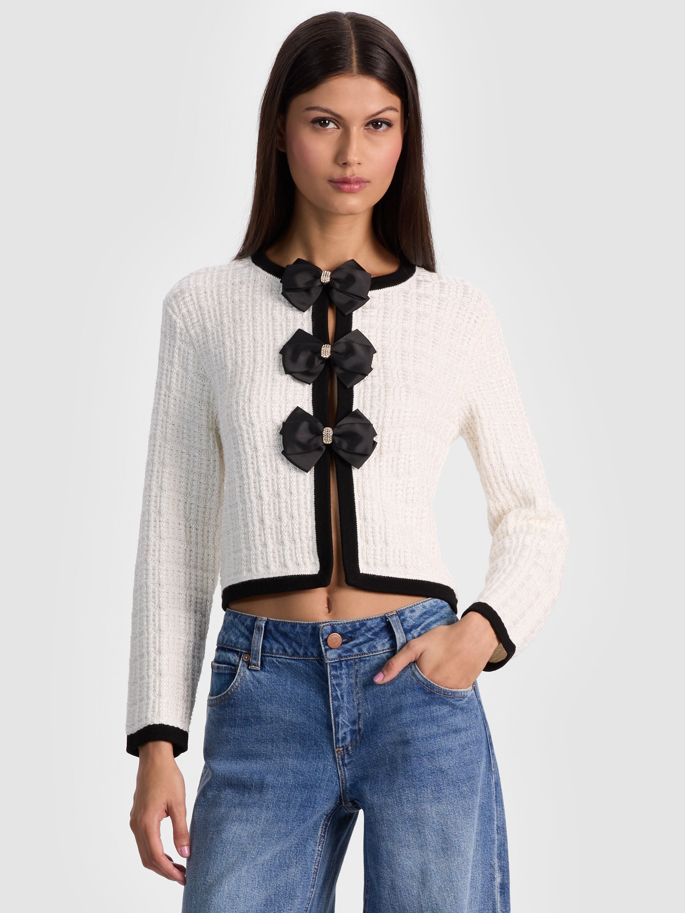 AKIRA BOW CARDIGAN-ALICE + OLIVIA
