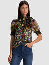 BRENTLEY PUFF SLEEVE BLOUSE-SOCIAL HOUR BLACK-ALICE + OLIVIA