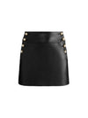 DONALD HR VGN LTHR SIDE BTN SKIRT-ALICE + OLIVIA