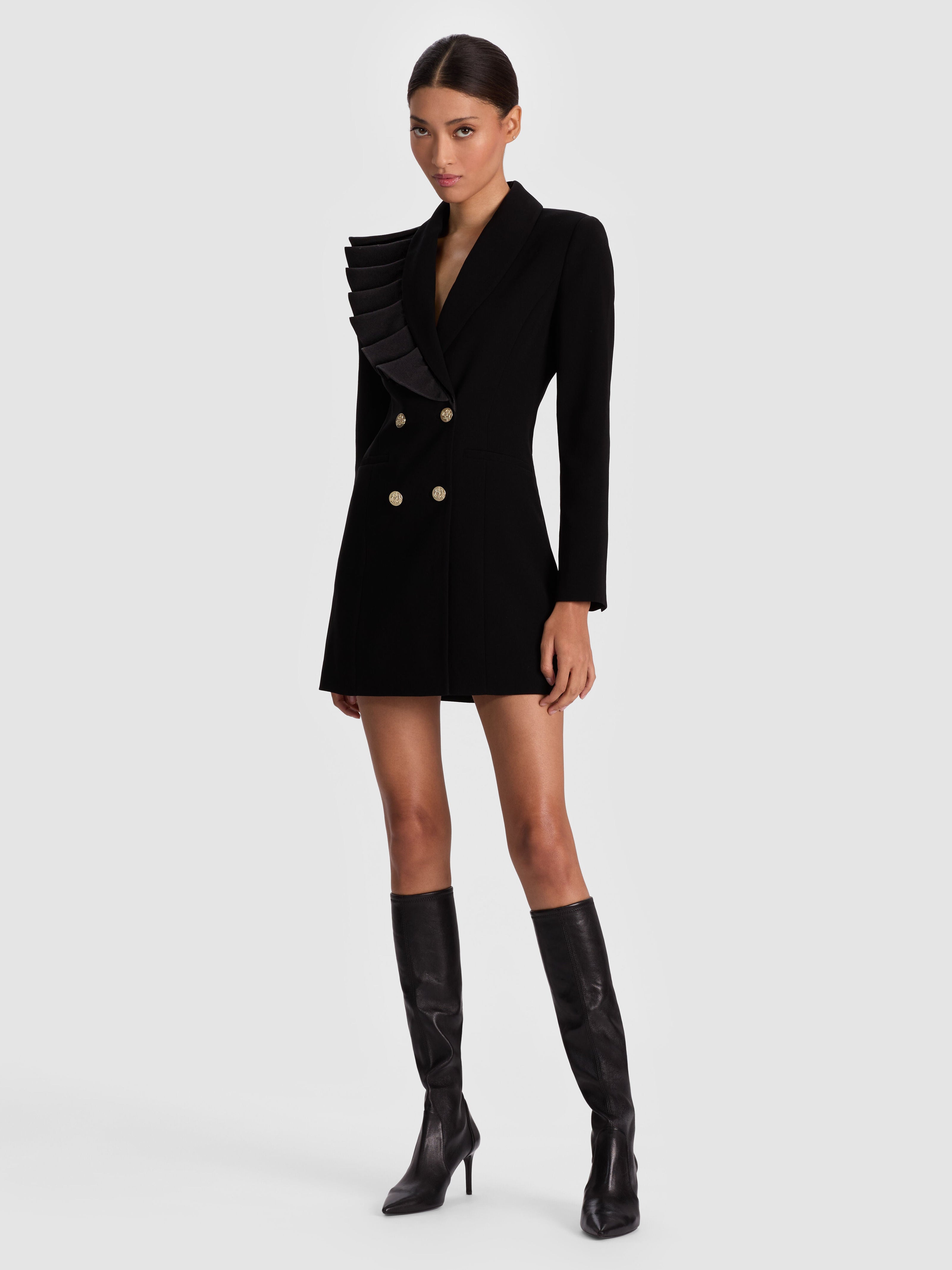LATOYA BLAZER MINI DRESS-Black-ALICE + OLIVIA