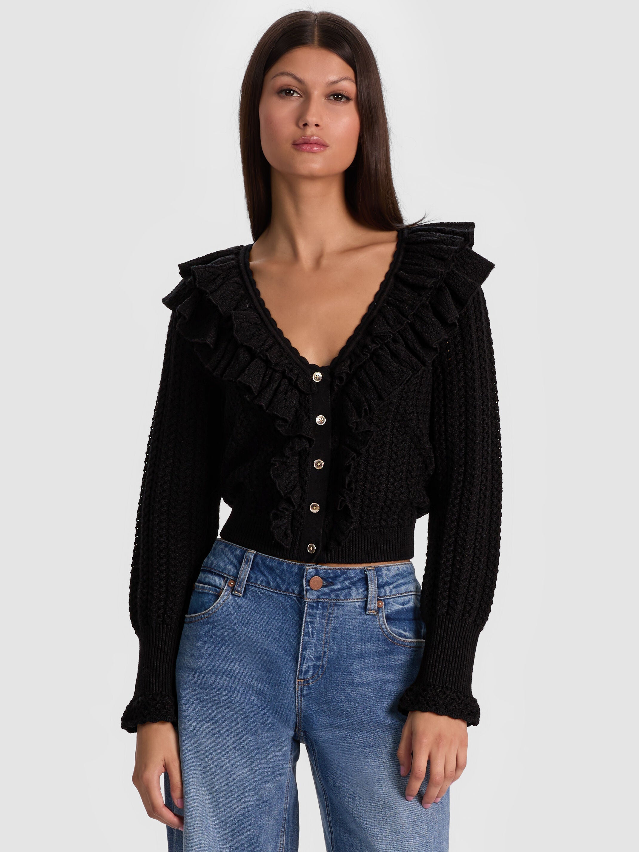 EILEEN RUFFLE CARDIGAN-ALICE + OLIVIA