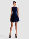 ADLEY SLVLSS CREW NK DROP WAIST FLARE MINI DRESS-ALICE + OLIVIA