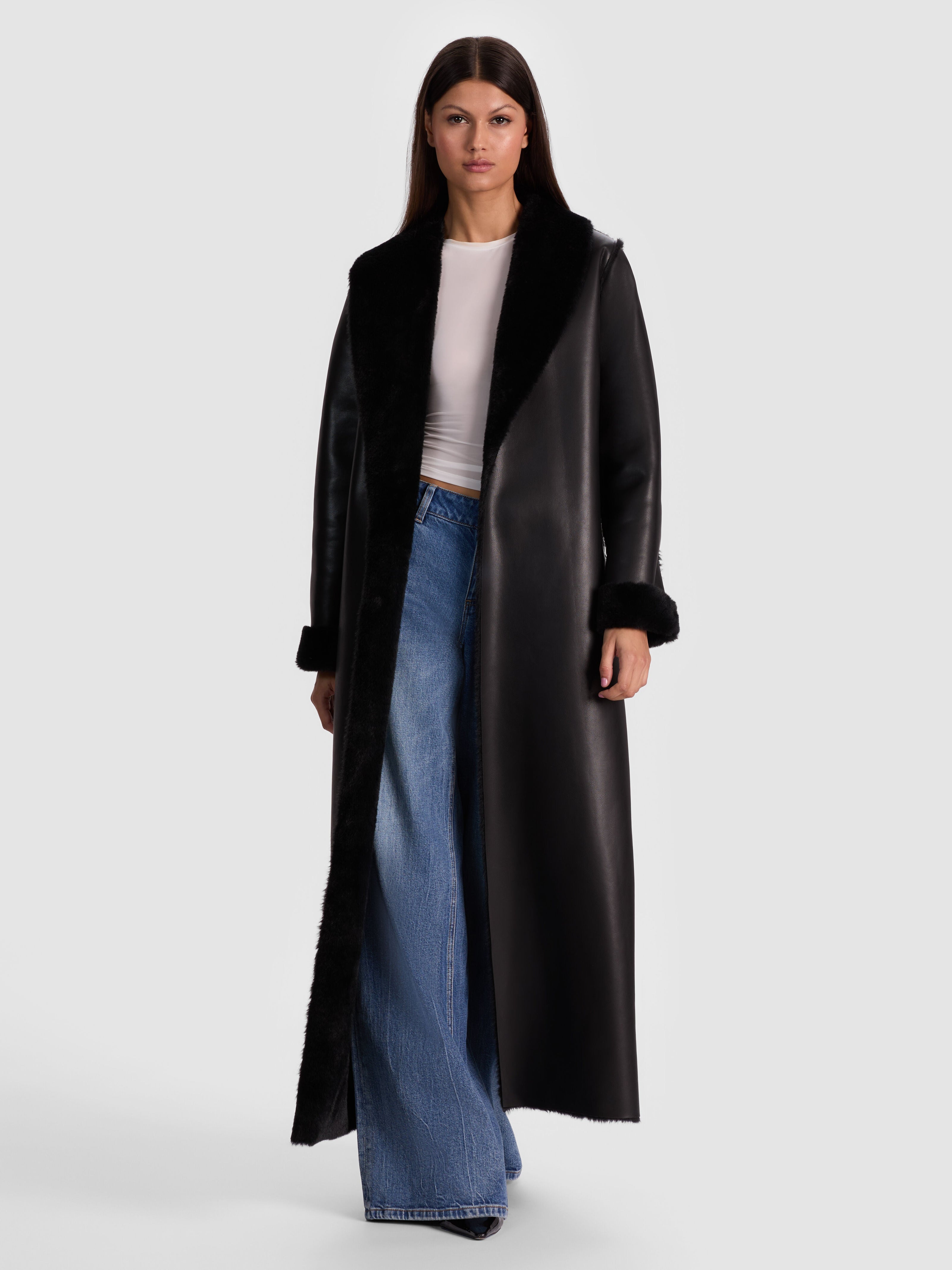 SHELBY FAUX SHEARLING MAXI COAT-ALICE + OLIVIA