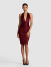 ROMY DEEP V NECK DRAPED ASYMM MIDI DRESS-ALICE + OLIVIA