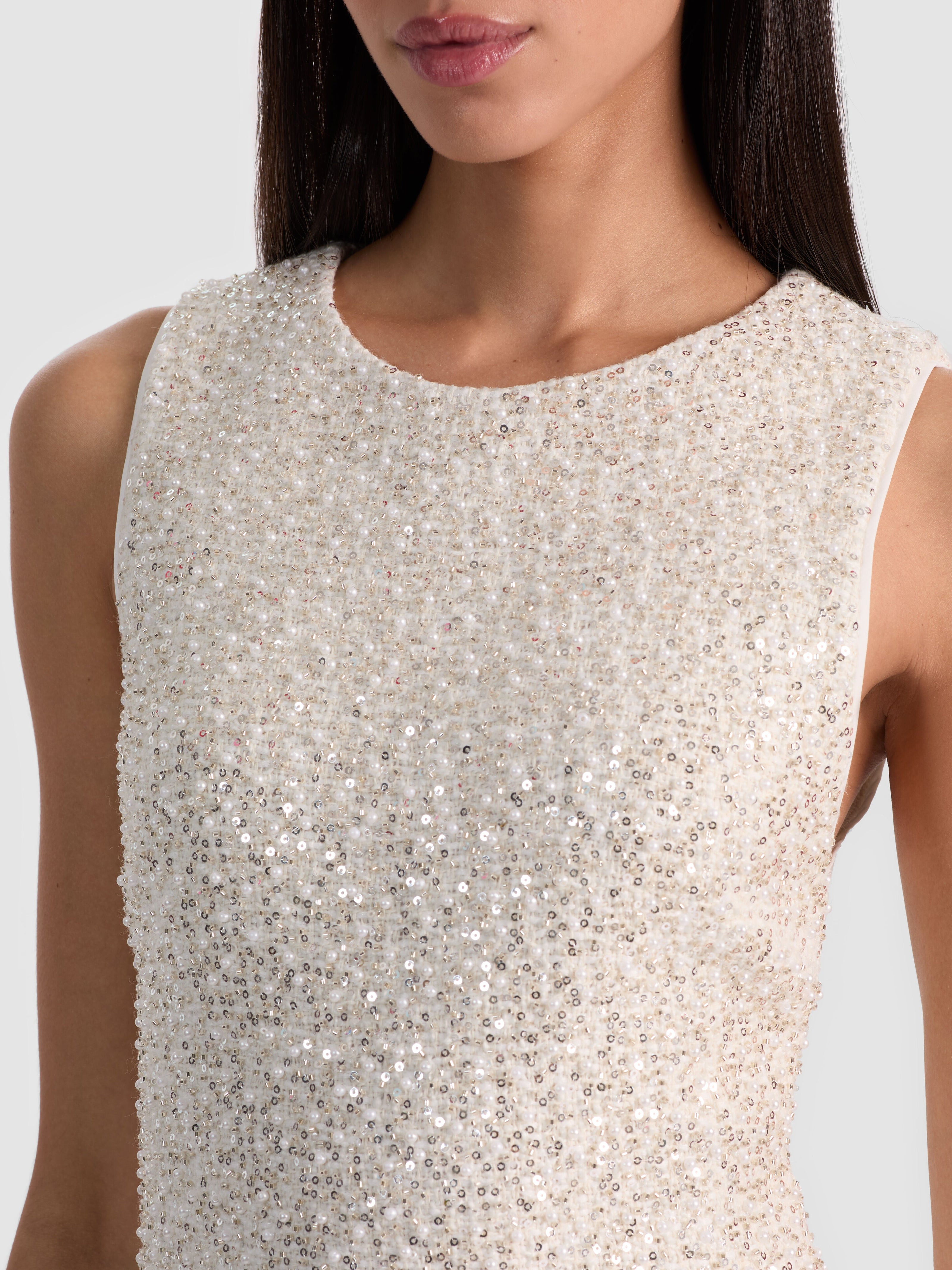 CADE EMBELLISHED TWEED MINI DRESS-ALICE + OLIVIA
