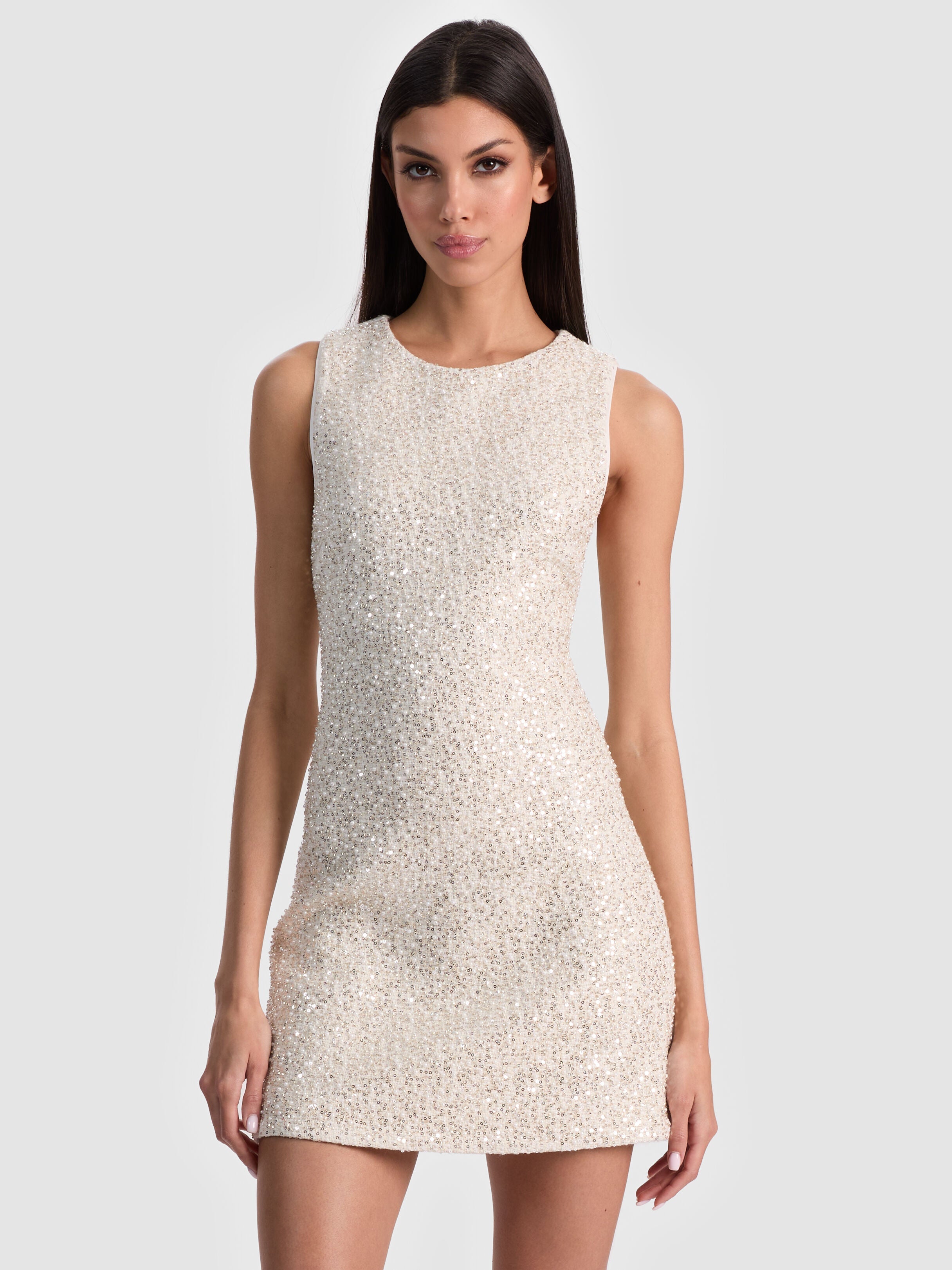 CADE EMBELLISHED TWEED MINI DRESS-ALICE + OLIVIA