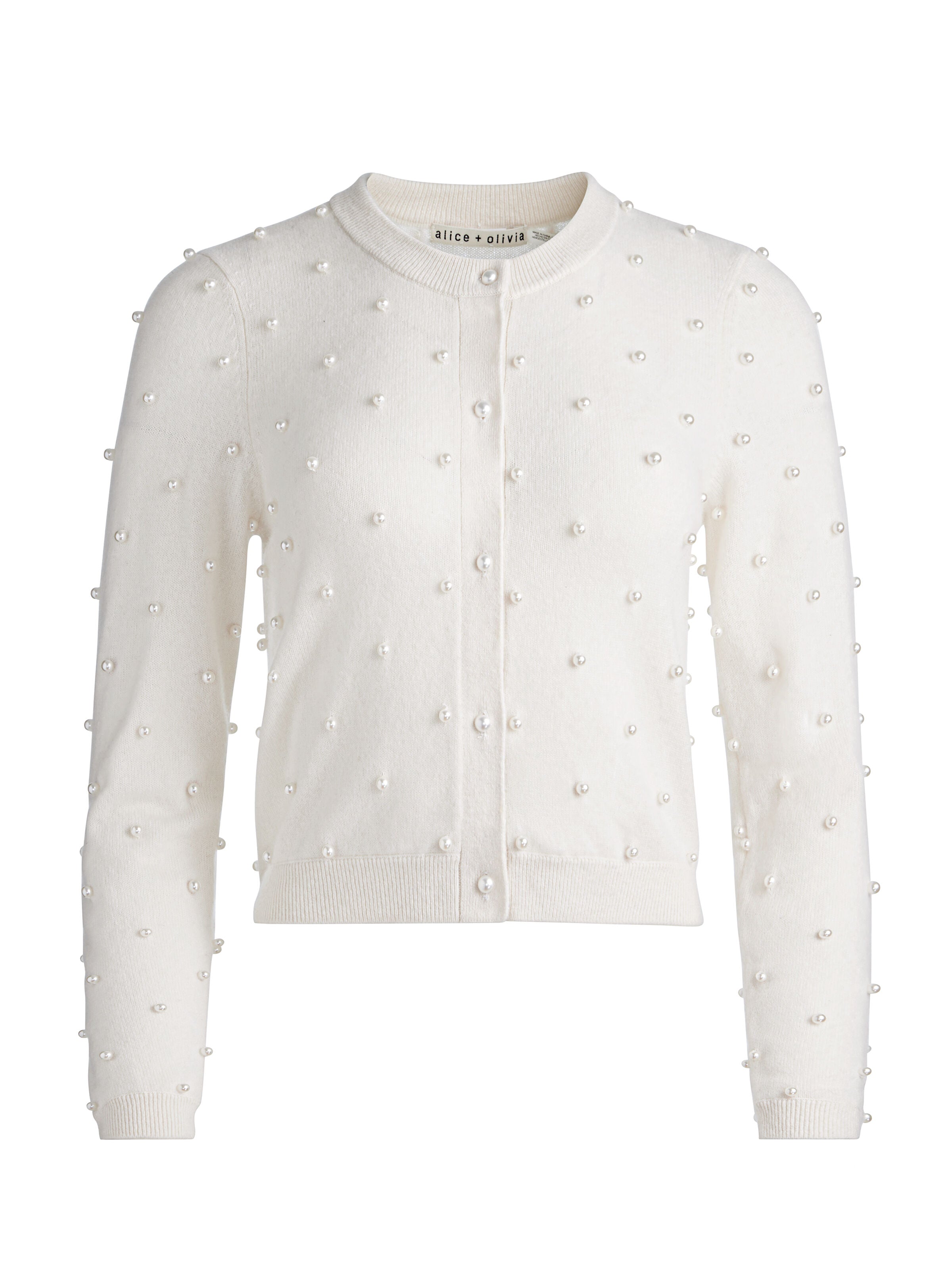 DOLLIE EMBELLISHED CASHMERE CARDIGAN-ECRU-ALICE + OLIVIA