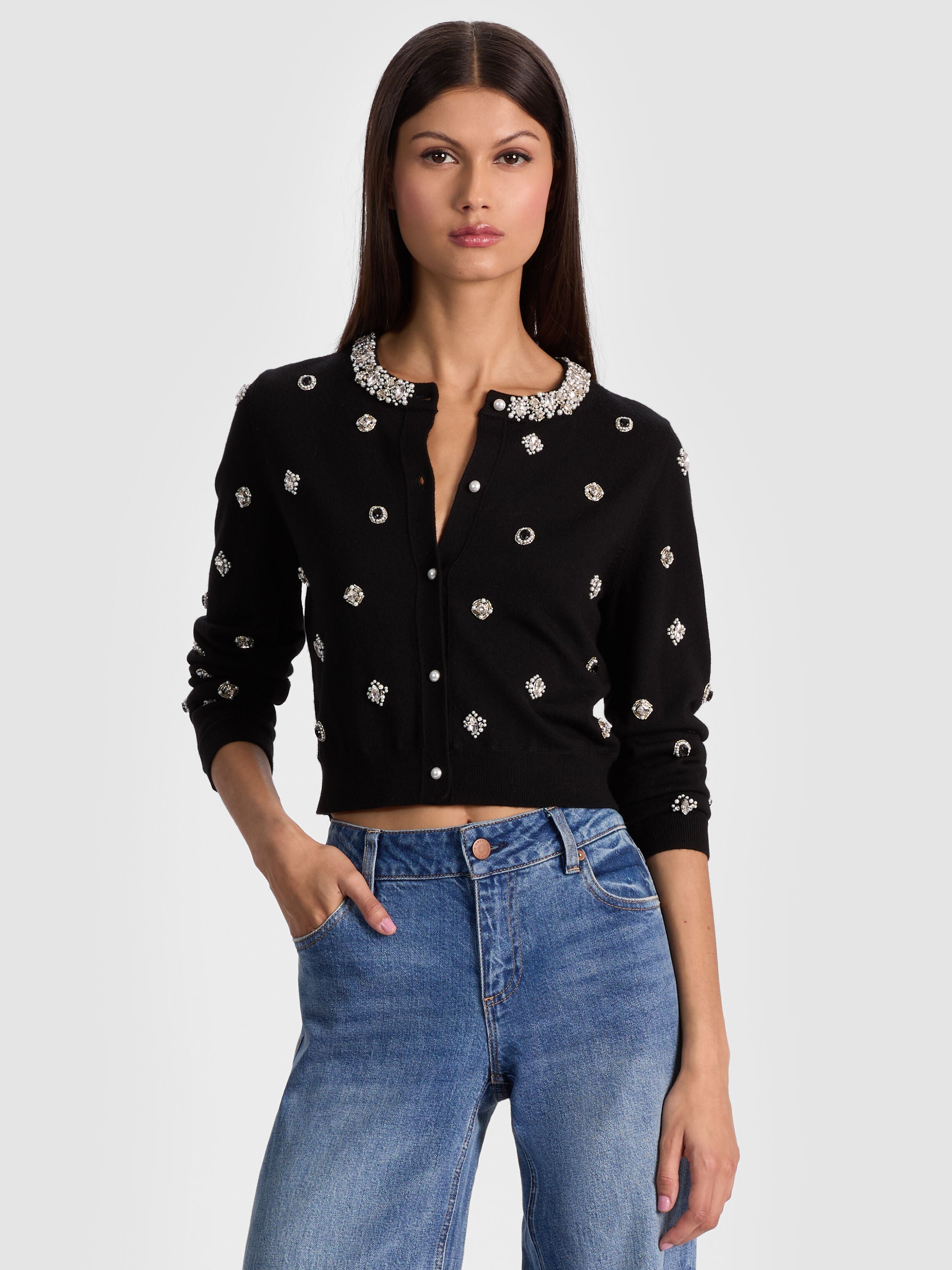 DOLLIE EMBELLISHED CARDIGAN-ALICE + OLIVIA