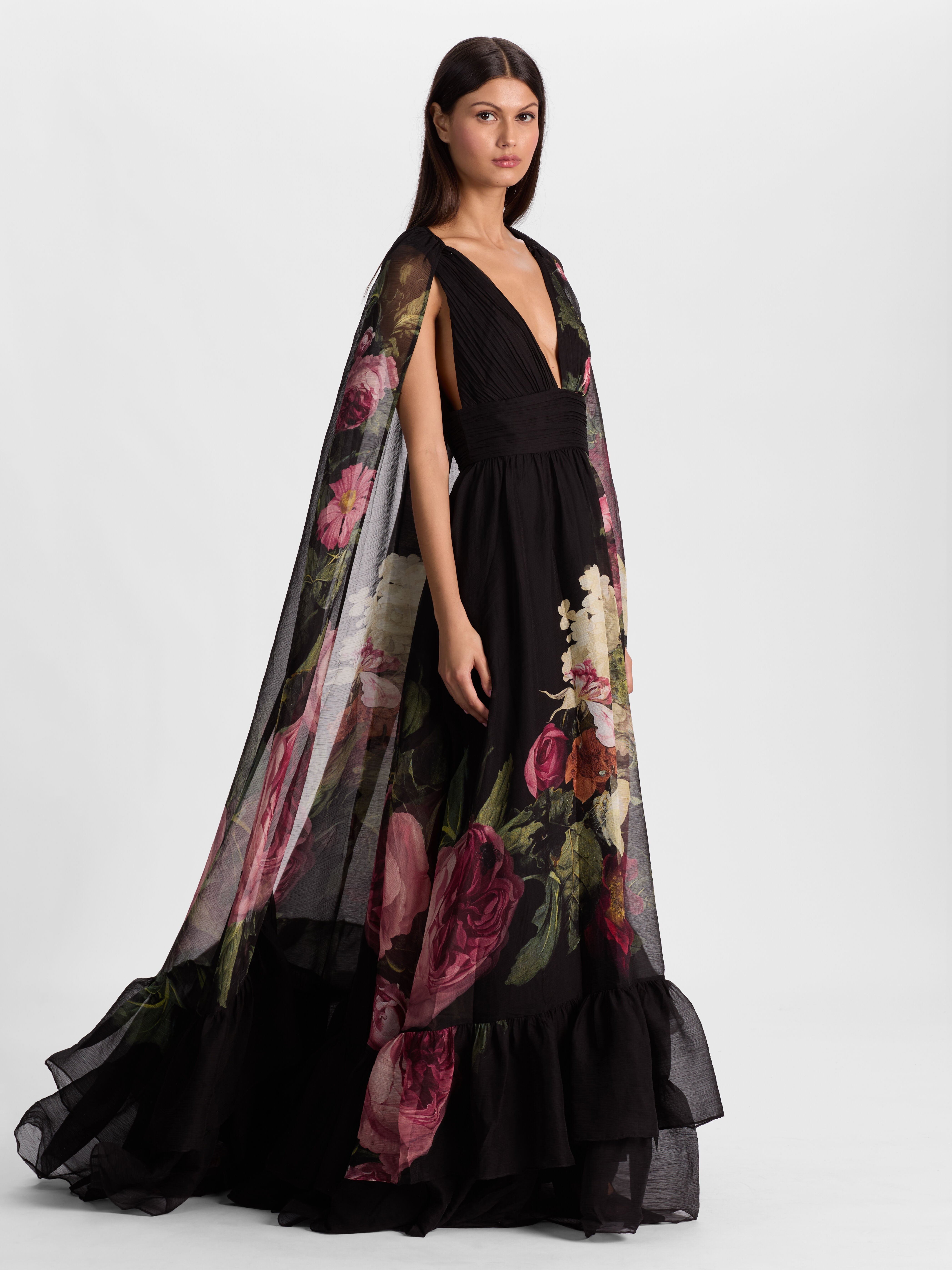 ROYA GOWN WITH DETACHABLE CAPE