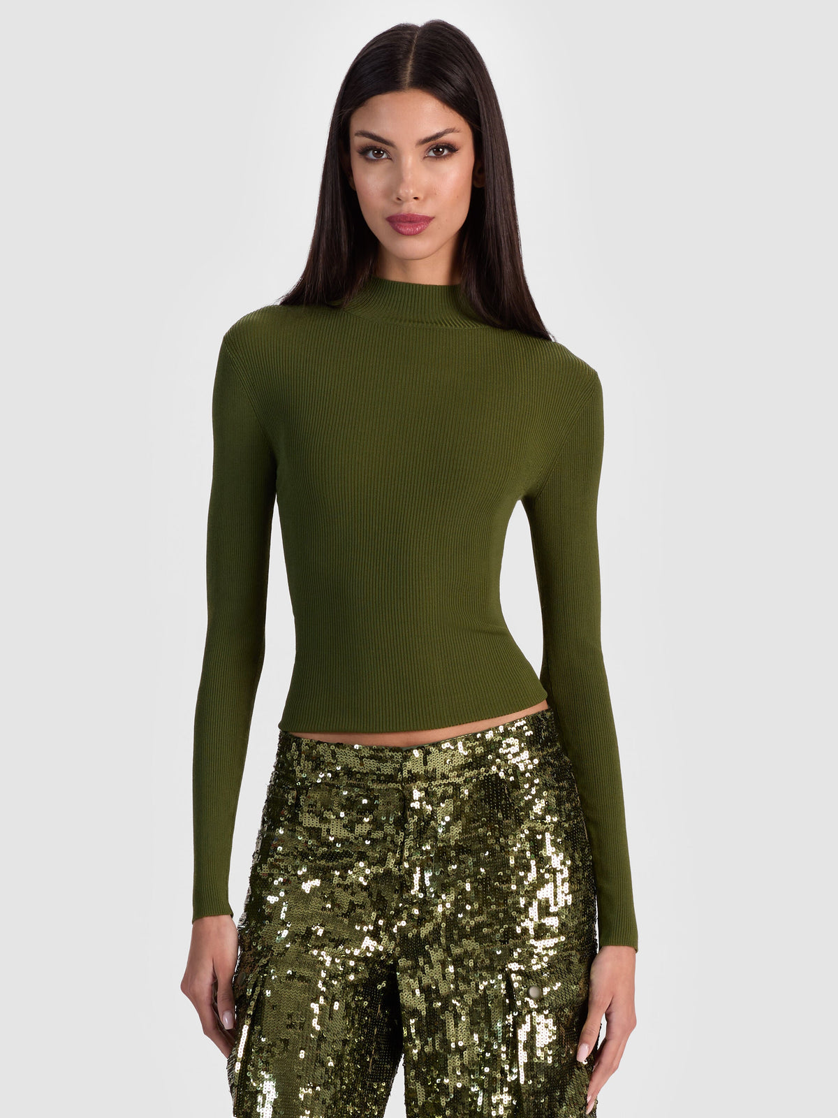 ROBERTA RIBBED TURTLENECK - DARK OLIVE
