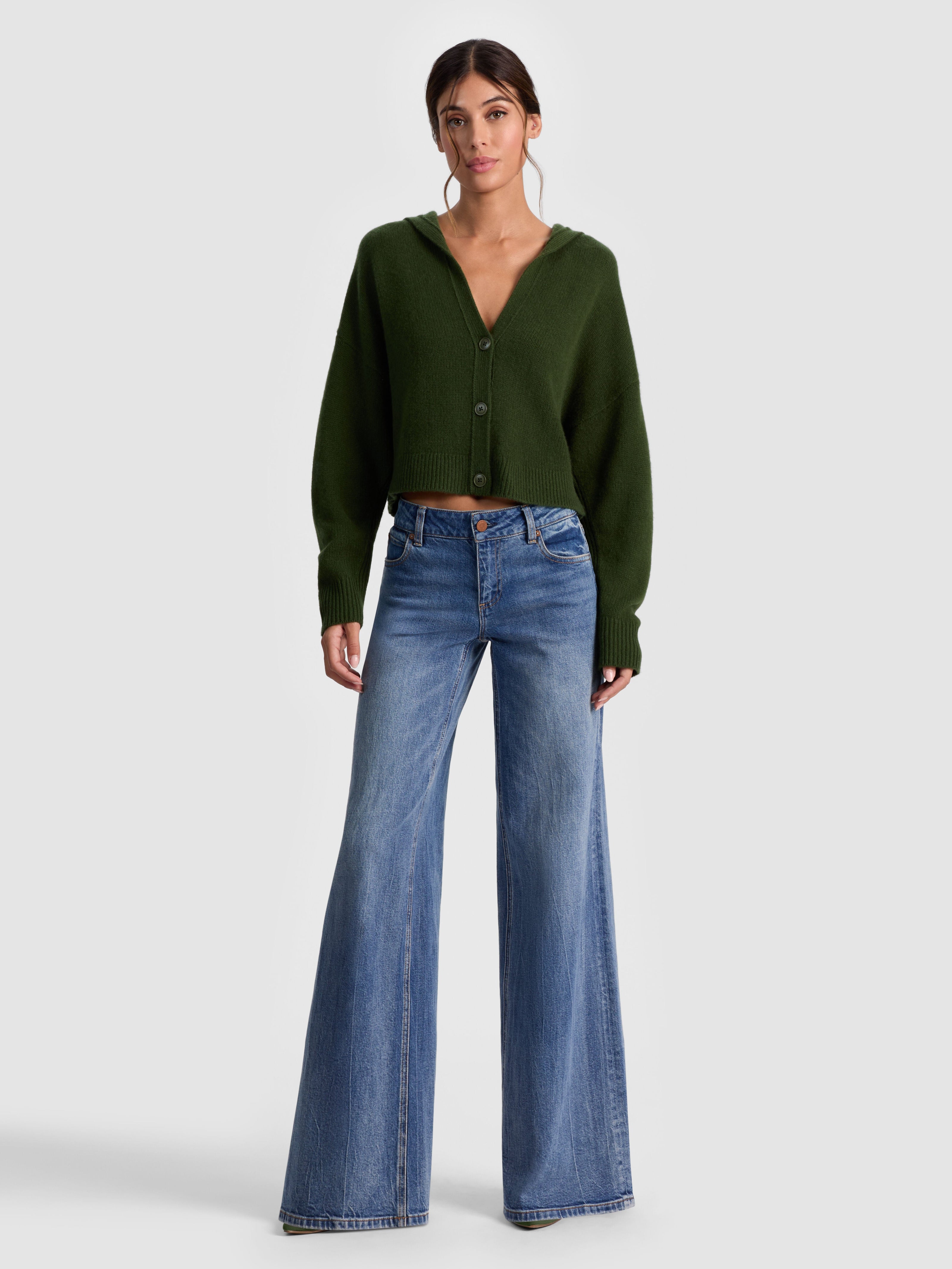 COREY HOODED CASHMERE CARDIGAN-DARK OLIVE-ALICE + OLIVIA