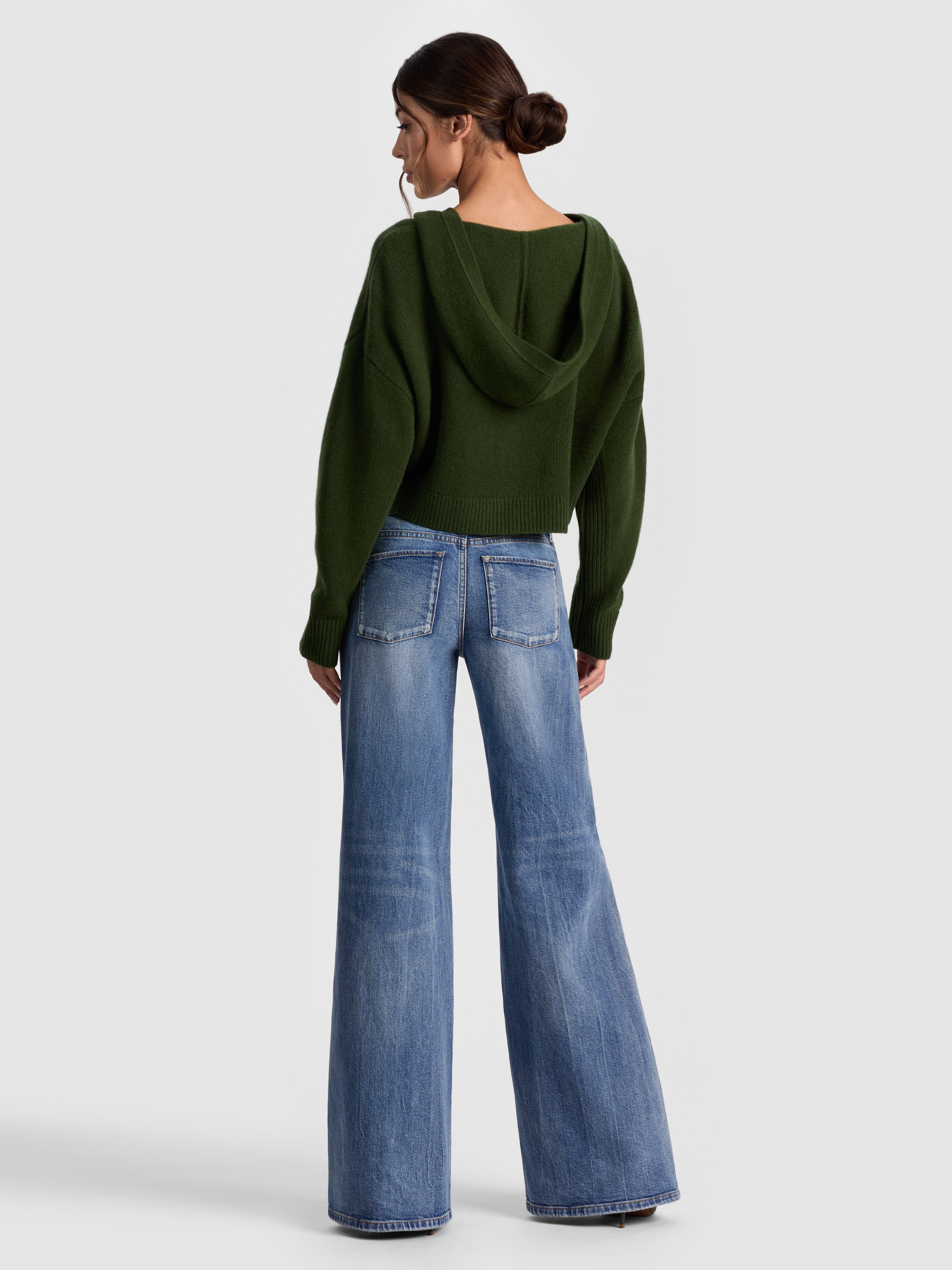 COREY HOODED CASHMERE CARDIGAN-DARK OLIVE-ALICE + OLIVIA