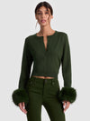 DOLLIE FAUX FUR CUFF CARDIGAN-ALICE + OLIVIA