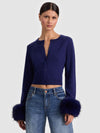 DOLLIE FAUX FUR CUFF CARDIGAN-ALICE + OLIVIA