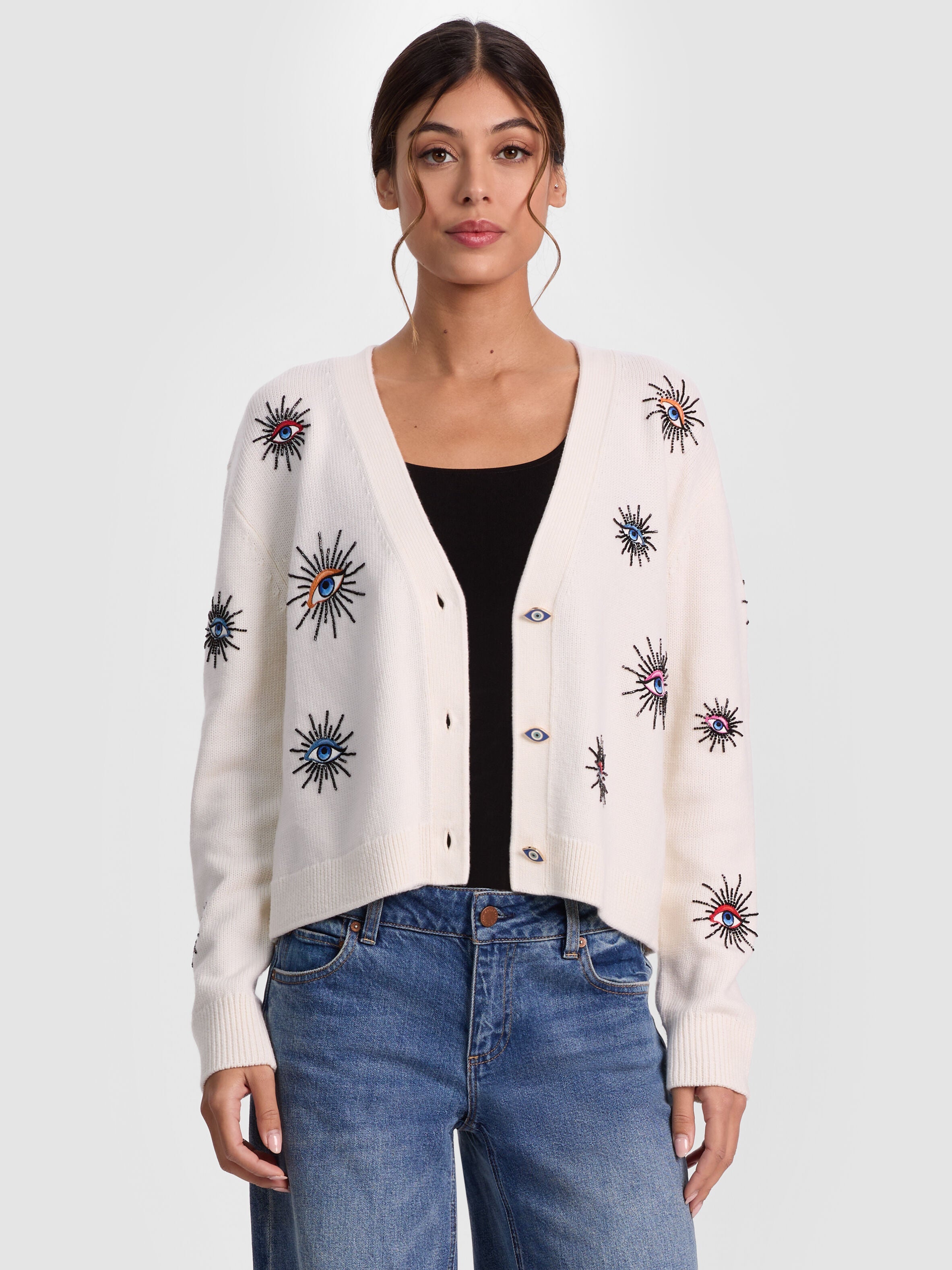BRADLEY SHORT EMBELLISHED CARDIGAN-ALICE + OLIVIA