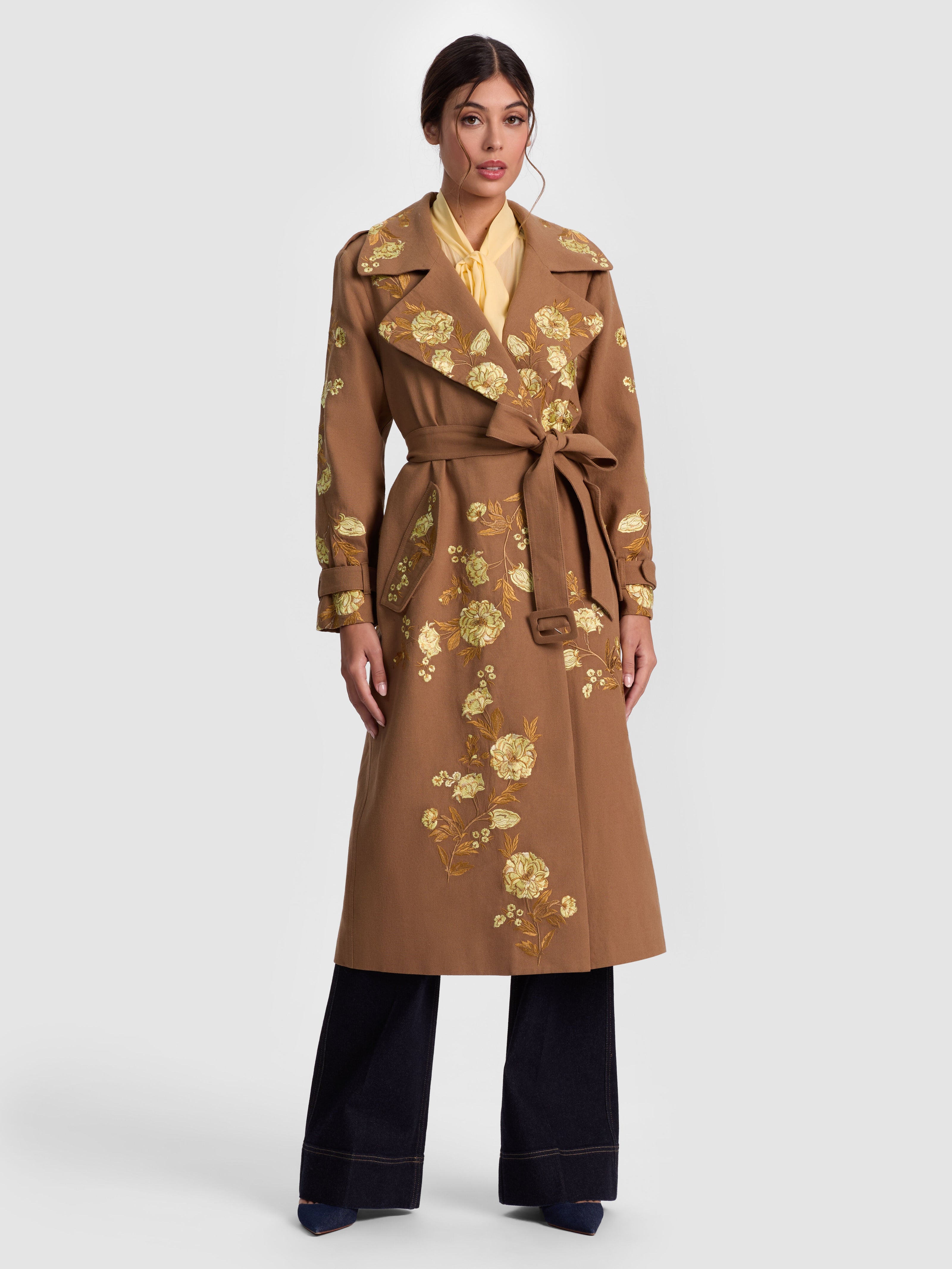 NEVADA EMBROIDERED TRENCH COAT-ALICE + OLIVIA