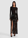 KENDRA SEQUIN FRINGE MAXI SKIRT-ALICE + OLIVIA