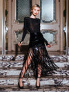 KENDRA SEQUIN FRINGE MAXI SKIRT-ALICE + OLIVIA