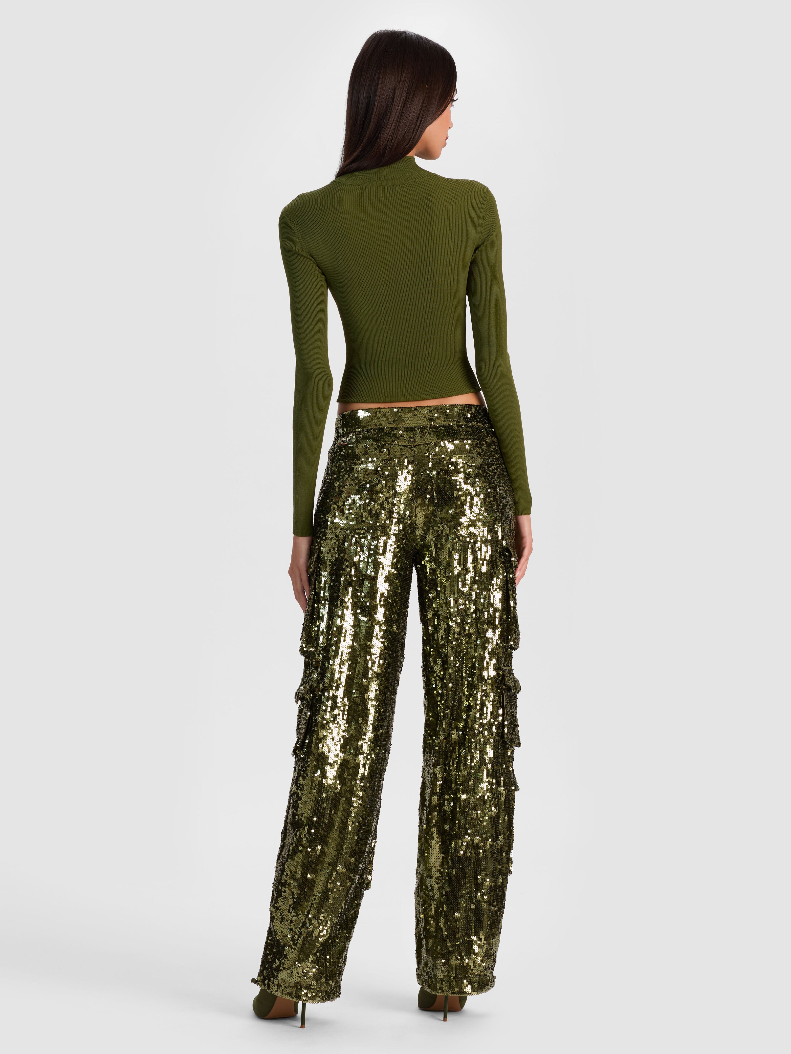 OLYMPIA SEQUIN CARGO PANT-ALICE + OLIVIA