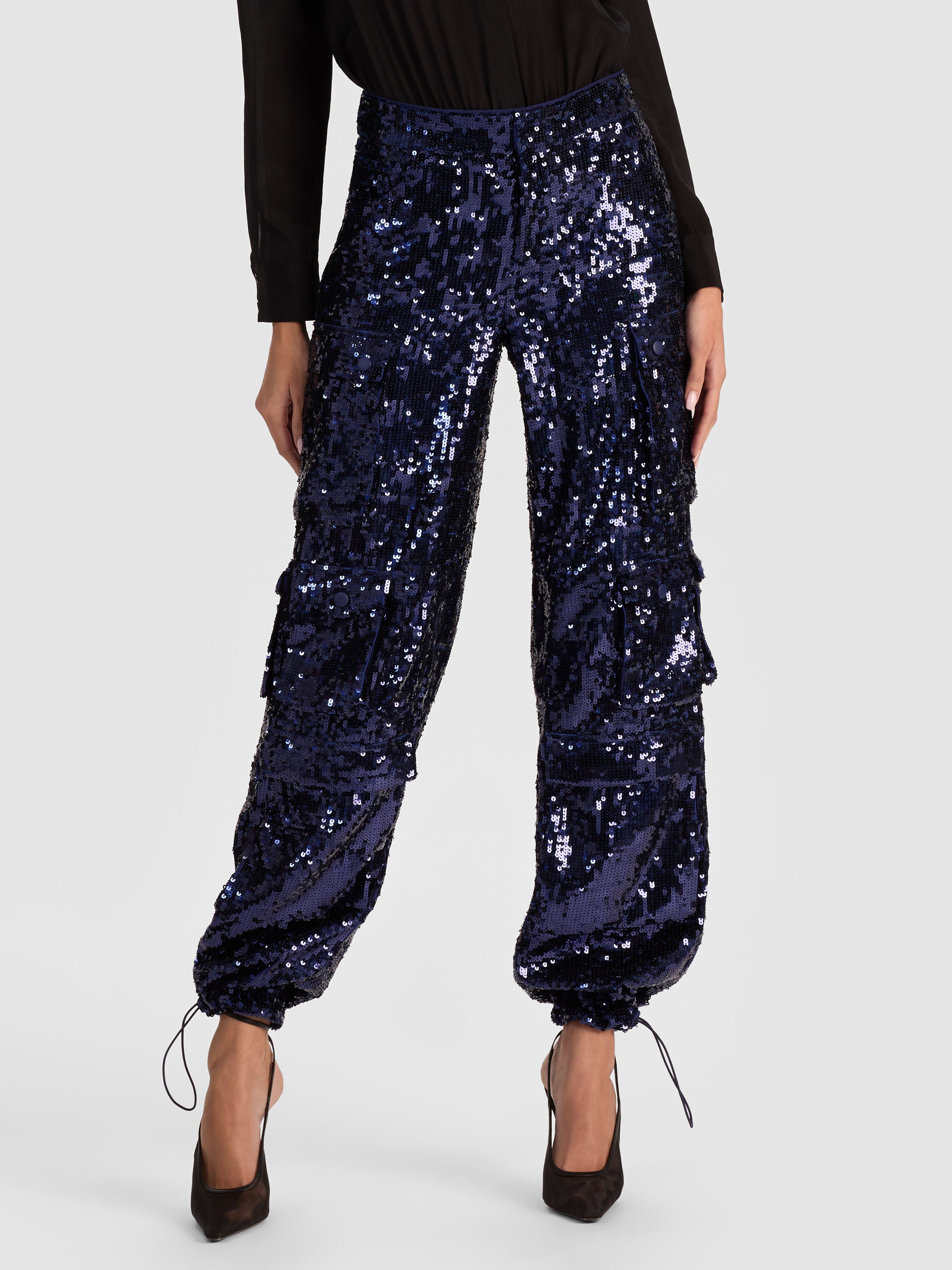 OLYMPIA SEQUIN CARGO PANT-ALICE + OLIVIA