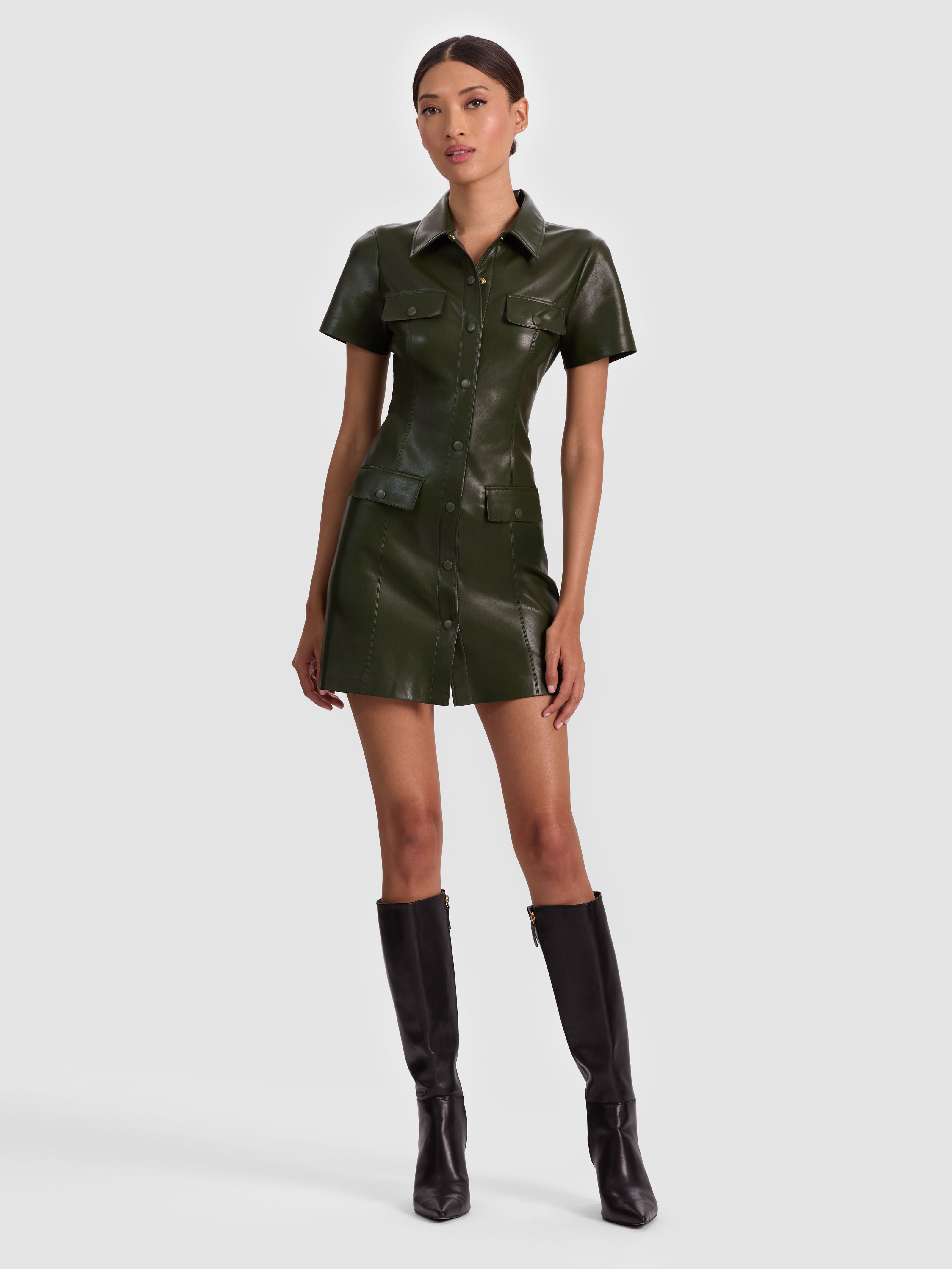 JAMIE VEGAN MINI DRESS-ALICE + OLIVIA