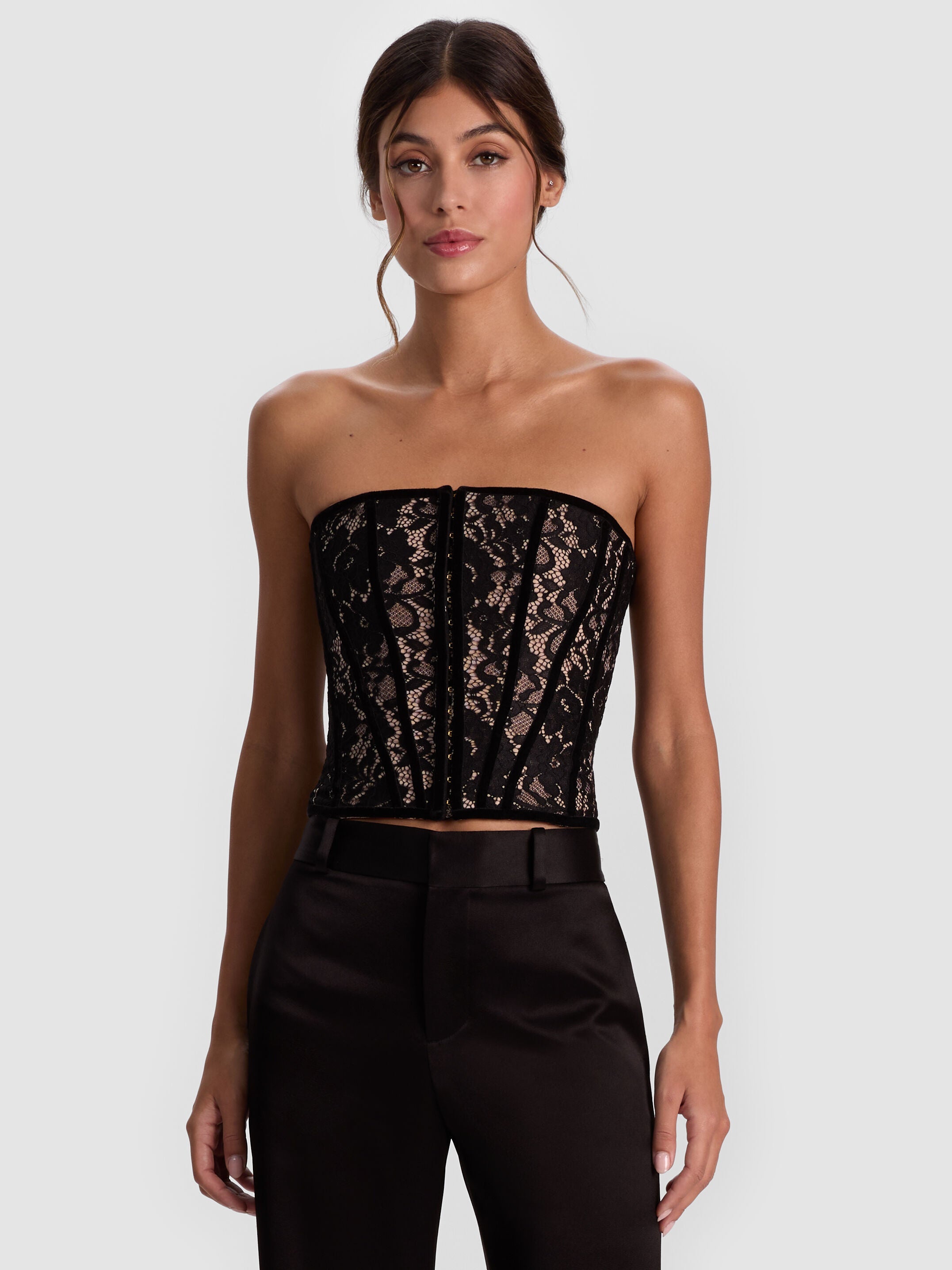 COSETTE LACE CORSET-BLACK/ALMOND-ALICE + OLIVIA