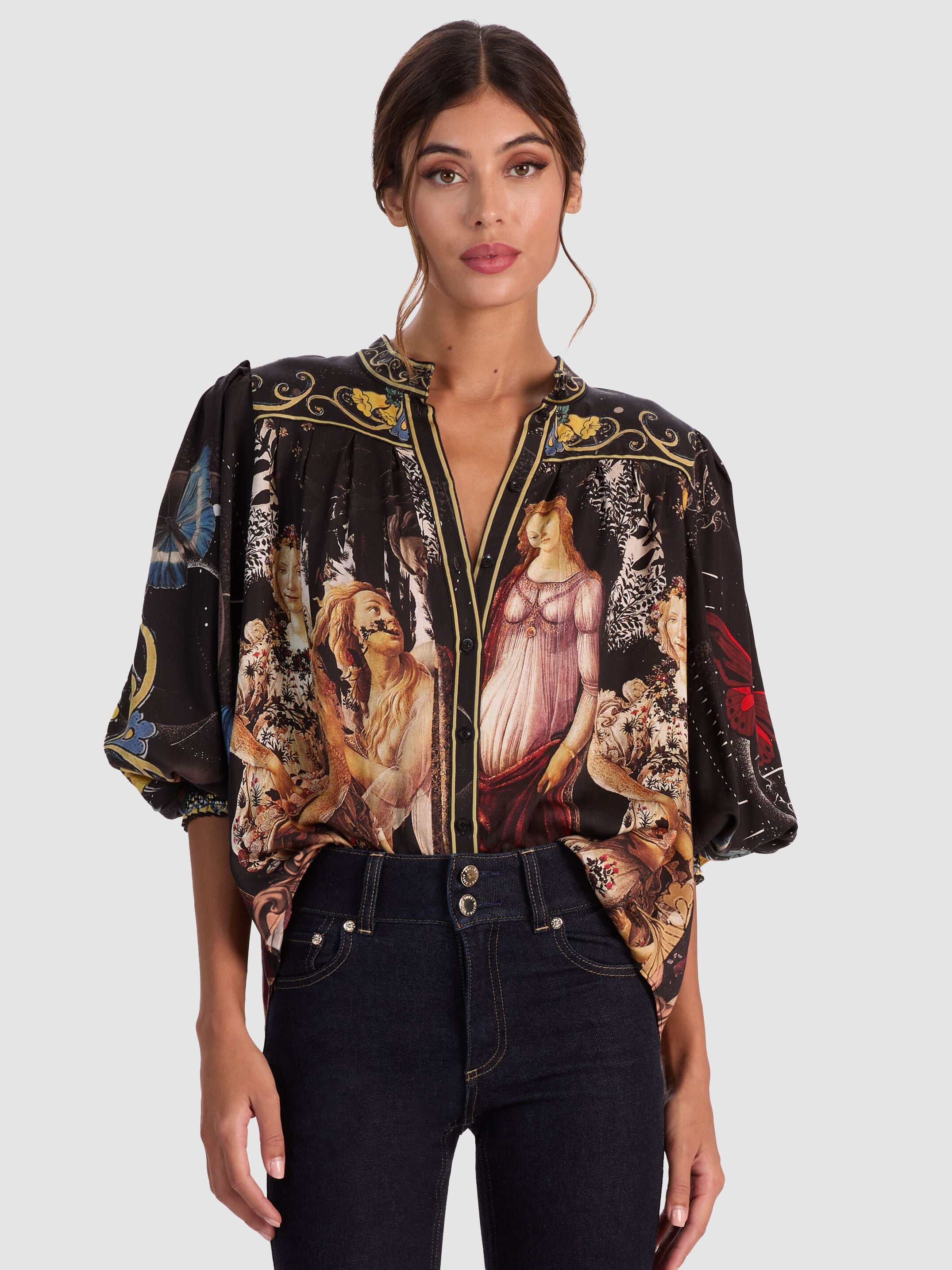 CORA BUTTON DOWN BLOUSE-ALICE + OLIVIA
