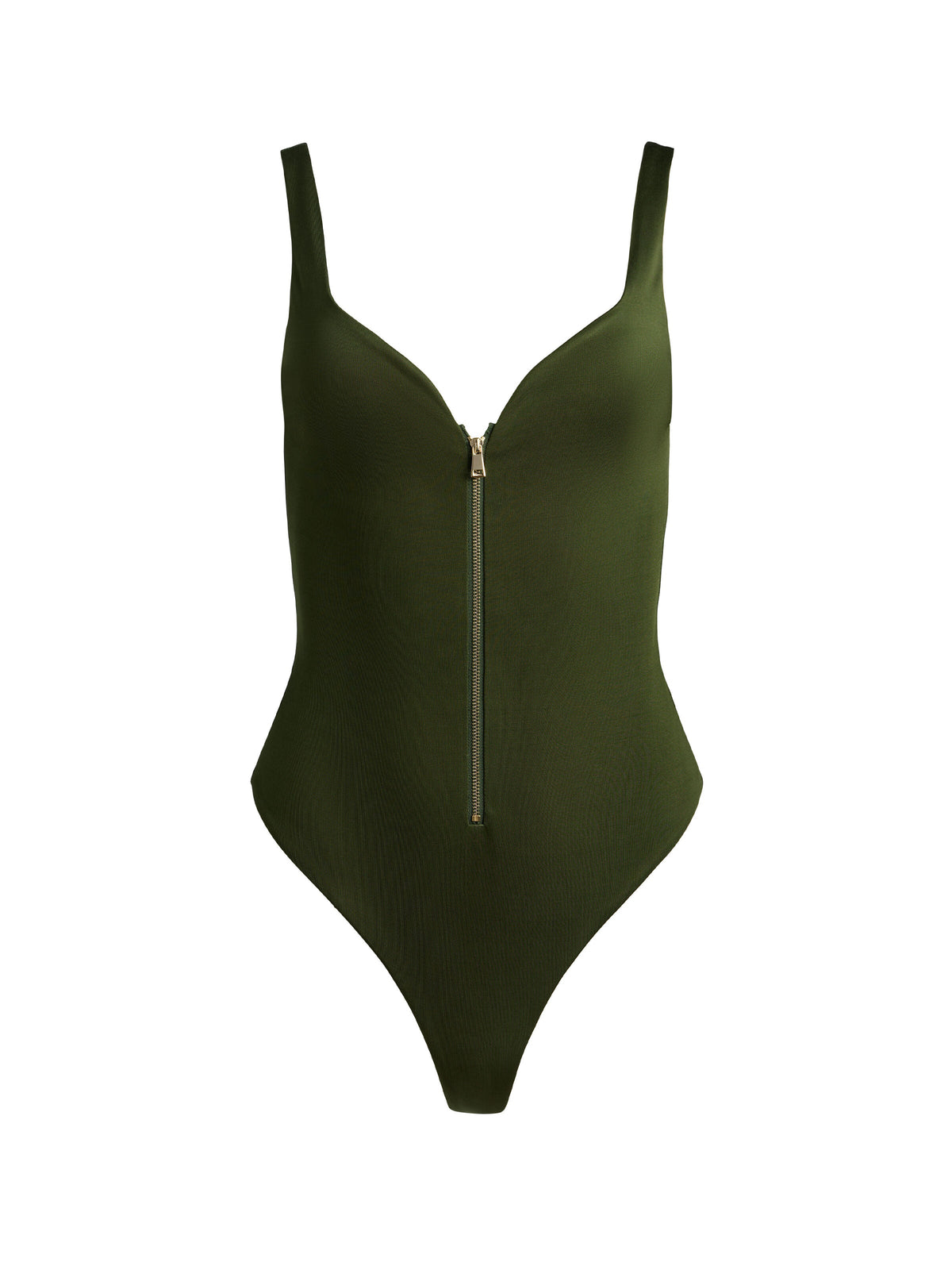 EVE ZIP FRONT BODYSUIT - DARK OLIVE