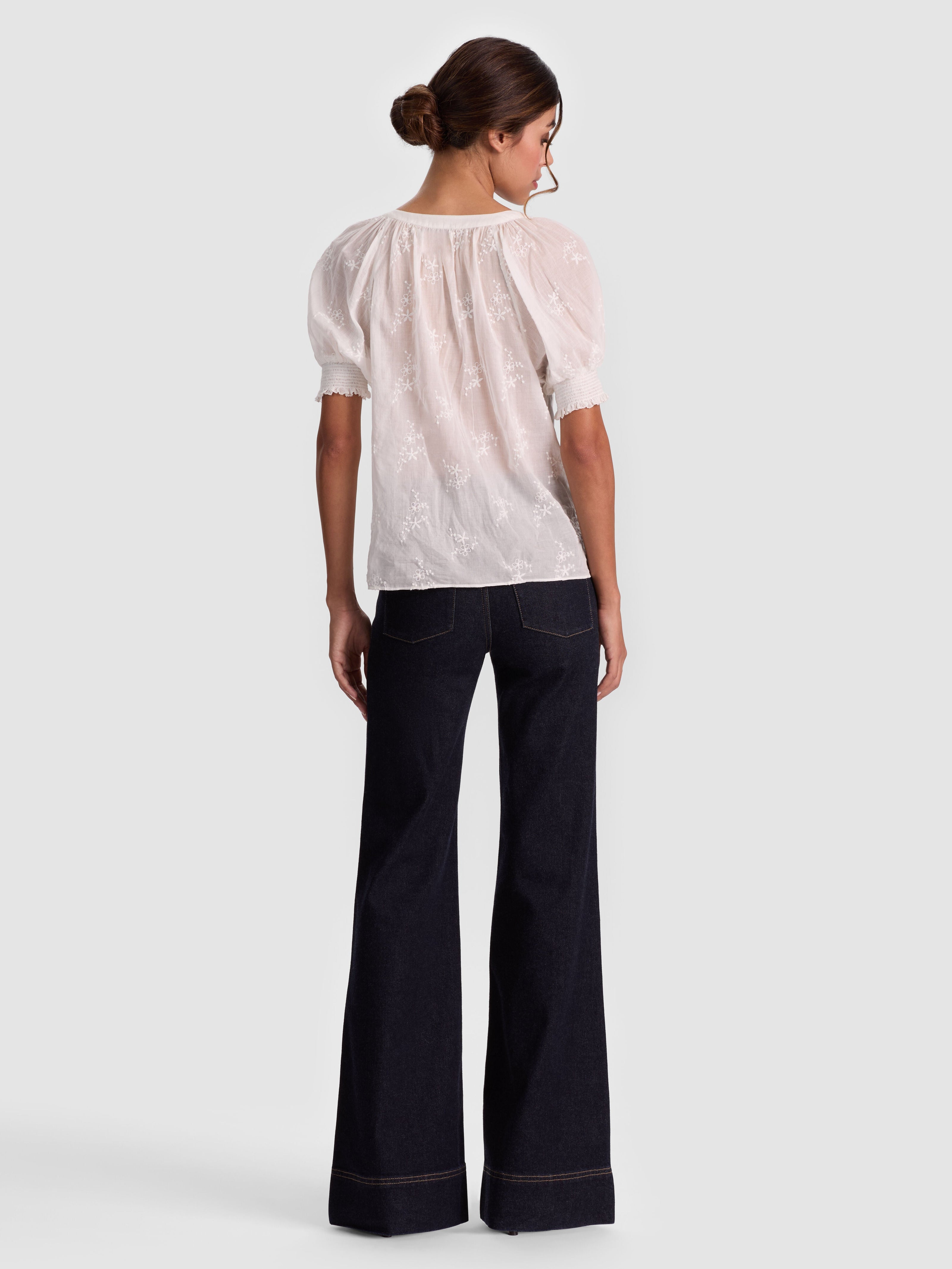 THALIA BUTTON DOWN BLOUSE-OFF WHITE-ALICE + OLIVIA
