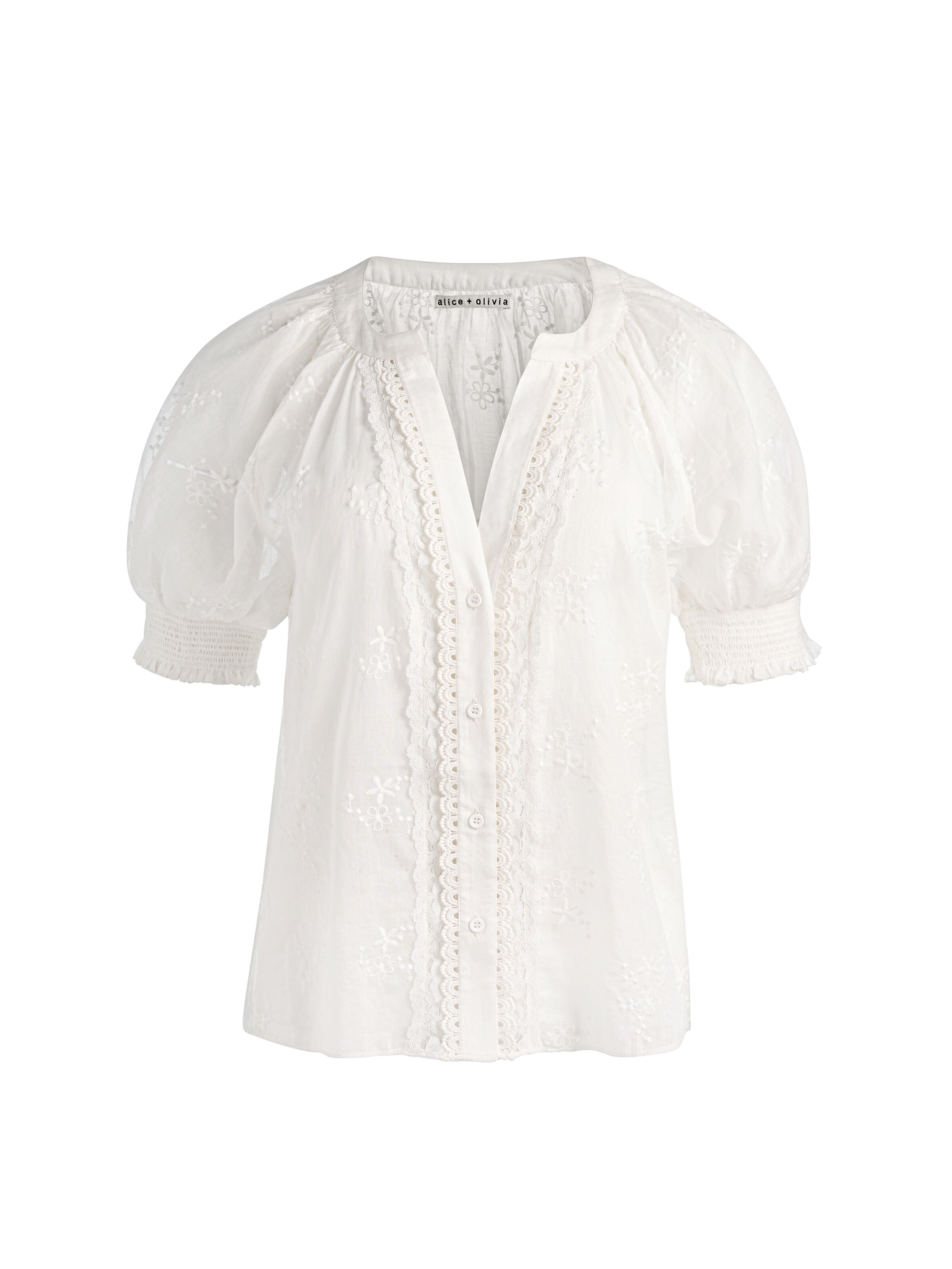 THALIA BUTTON DOWN BLOUSE-OFF WHITE-ALICE + OLIVIA
