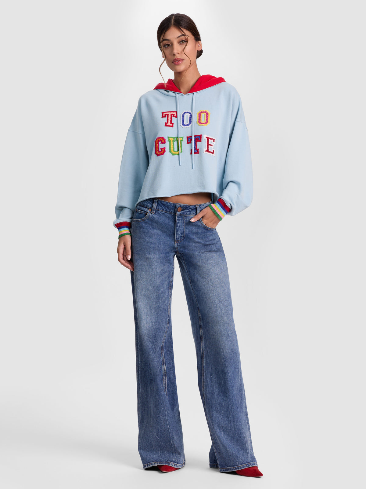 SUNNY CROPPED HOODIE - CAROLINA BLUE MULTI