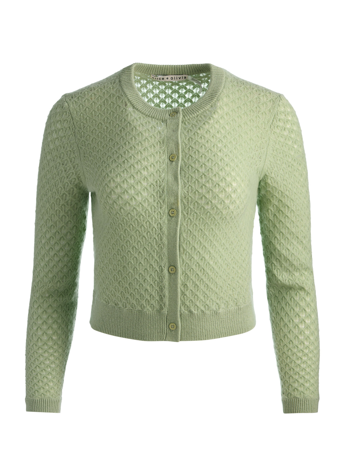 DOLLIE POINTELLE CASHMERE CARDIGAN - SAGE