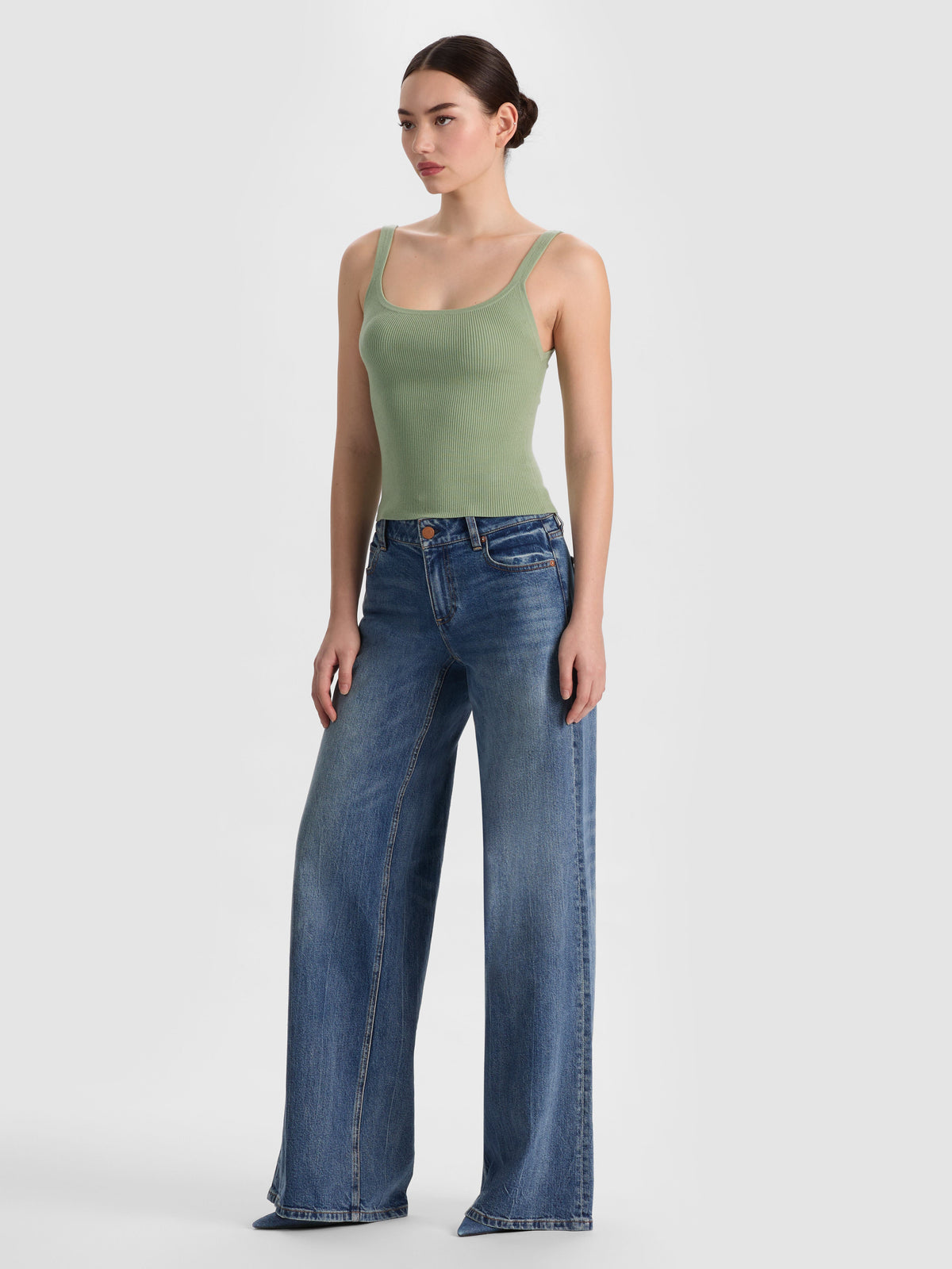 SHANA RIBBED TANK-SAGE-ALICE + OLIVIA