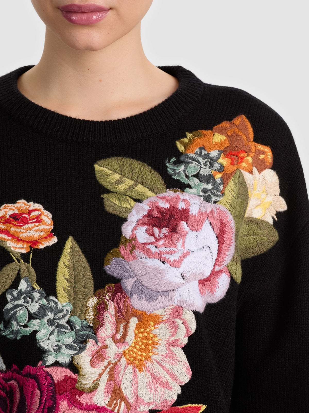 BELVA FLORAL JACQUARD CREWNECK-ALICE + OLIVIA