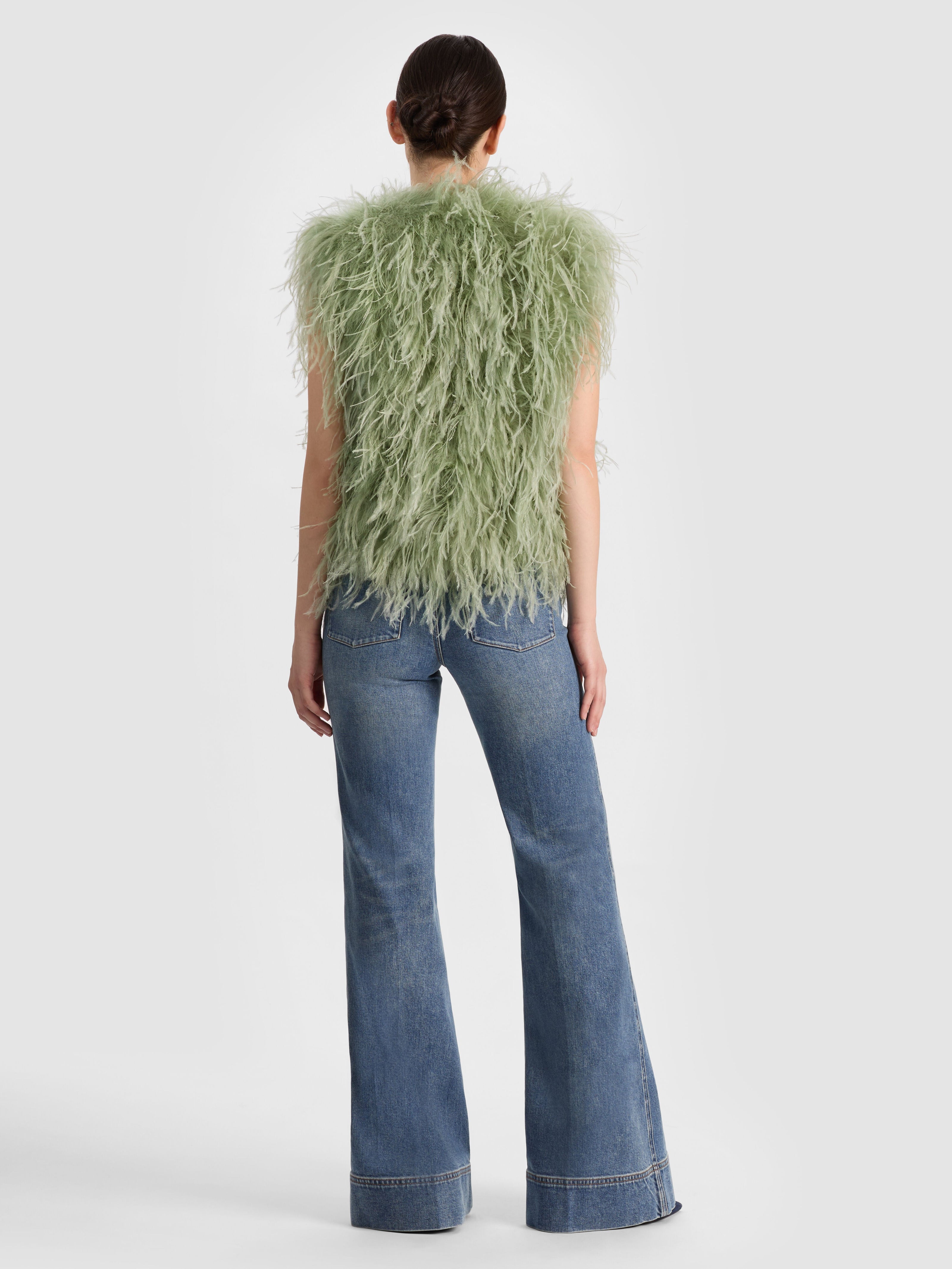 CHANDA FEATHERED VEST-ALICE + OLIVIA