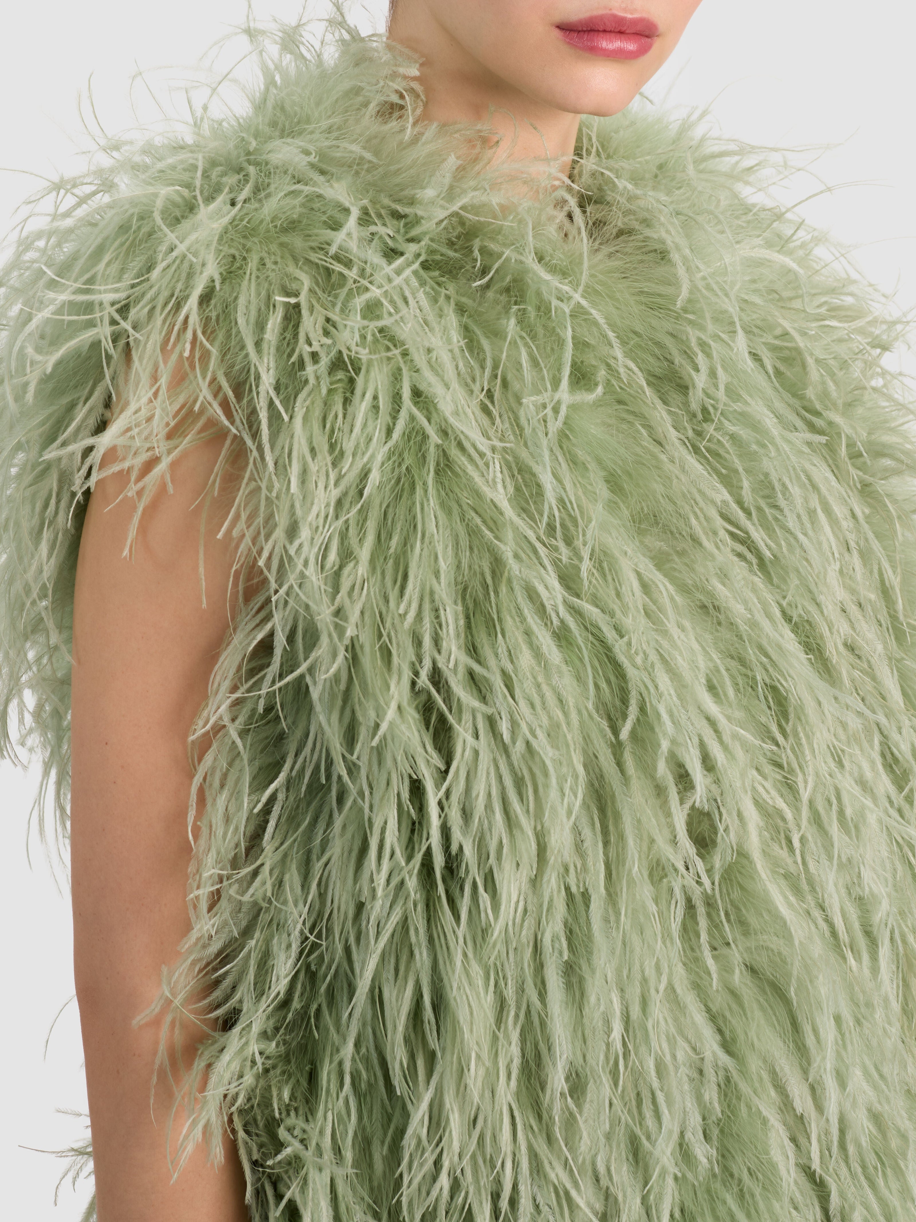 CHANDA FEATHERED VEST-ALICE + OLIVIA