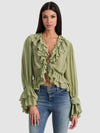 TENNEY EMBR DEEP V RUFFLE CROPPED TOP-ALICE + OLIVIA