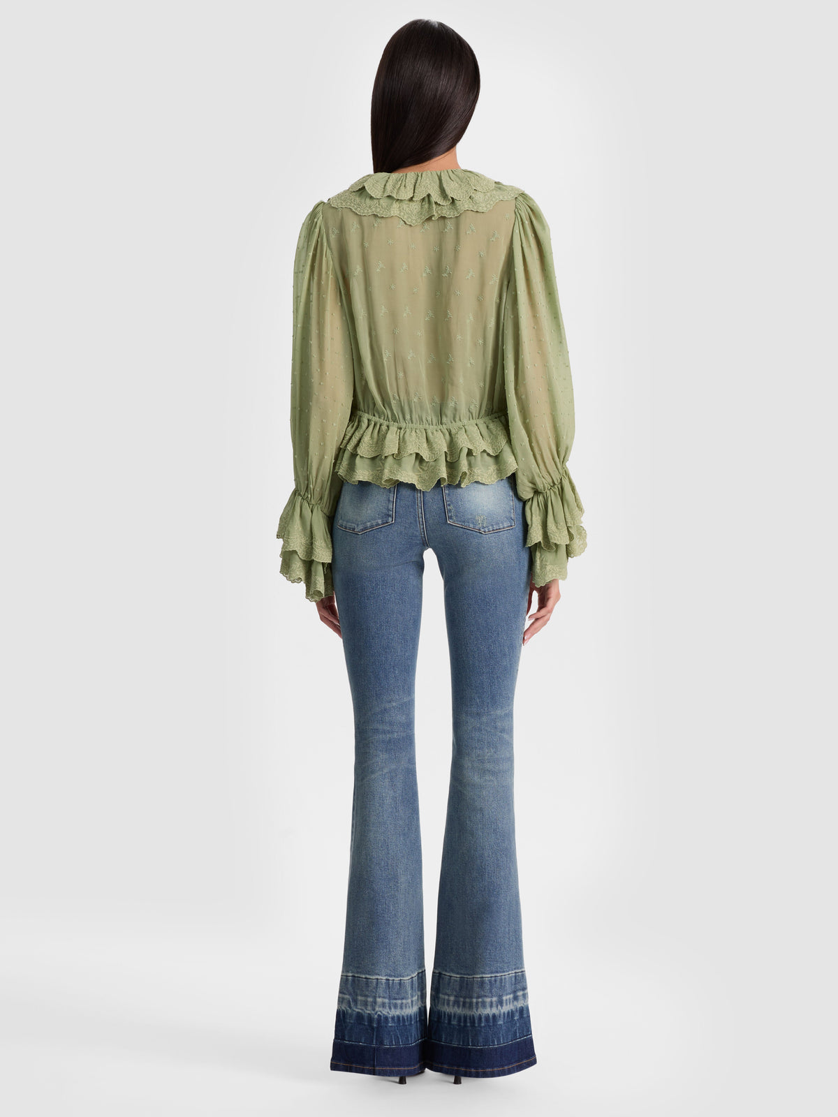 TENNEY EMBR RUFFLE TOP-ALICE + OLIVIA