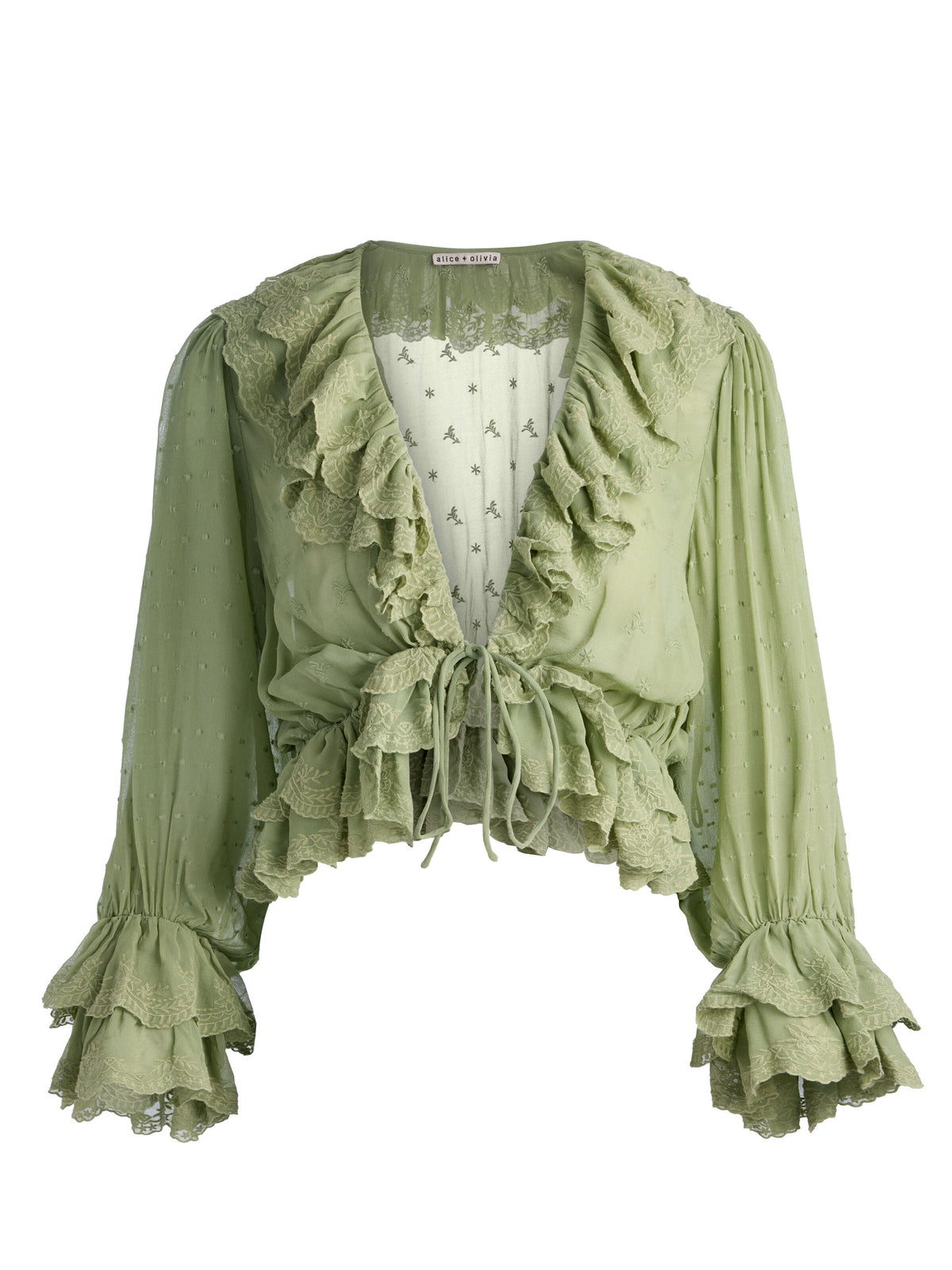 TENNEY EMBR RUFFLE TOP-ALICE + OLIVIA